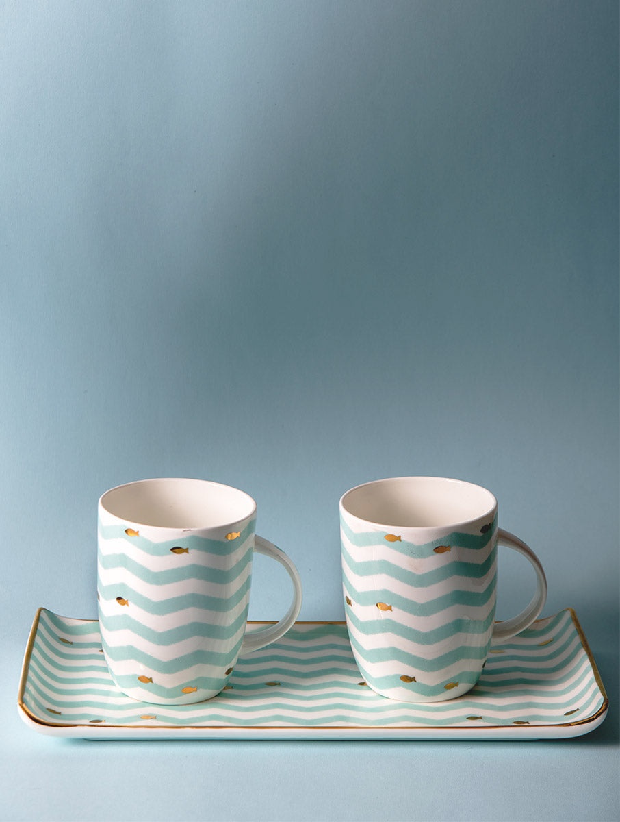Nemo Mug & Platter Set With 24 Karat Gold Detailing