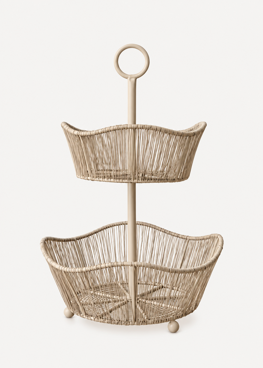 Alora Beige Two-Tier Fruit Basket