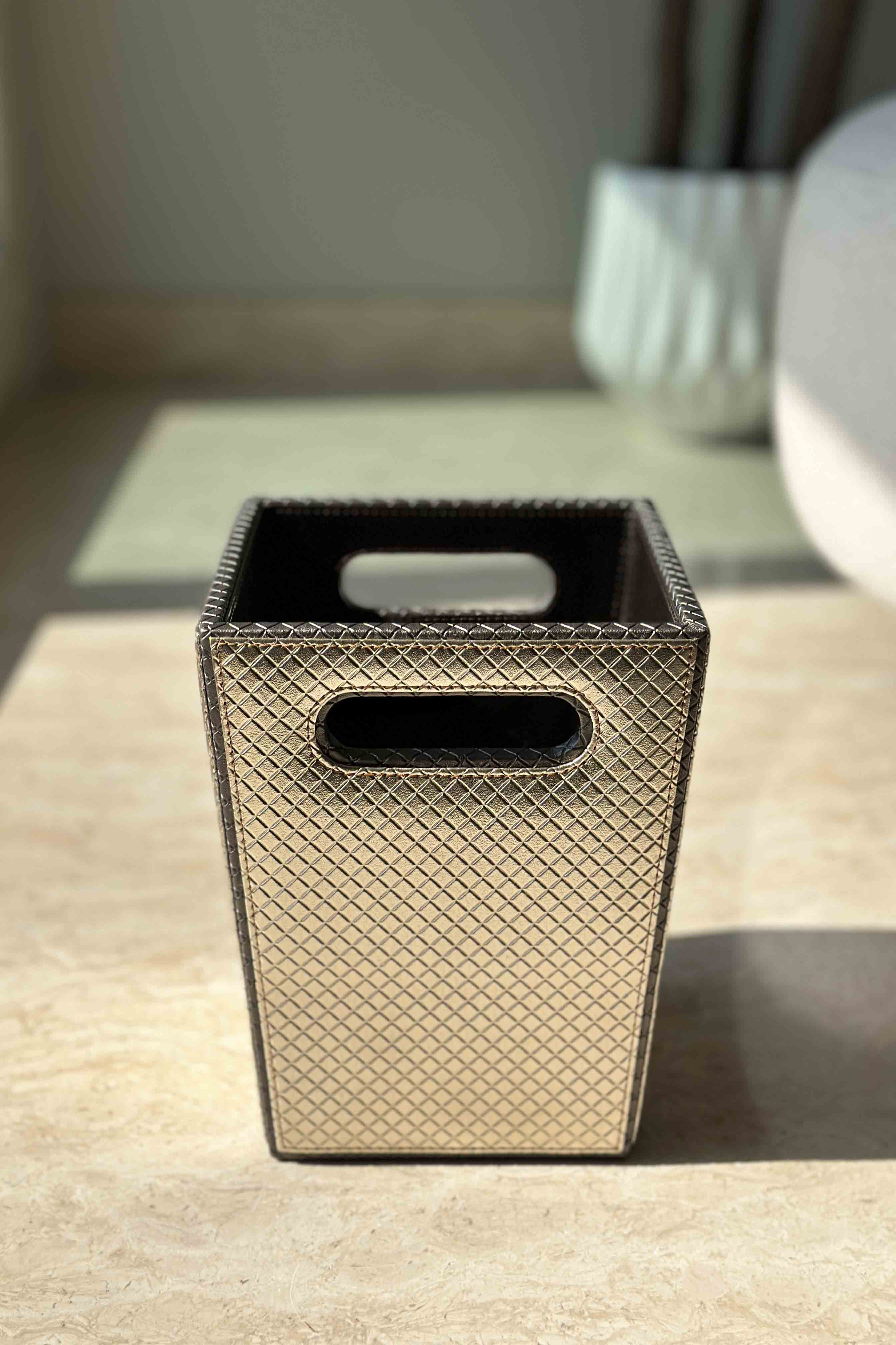 Braided Gold & Grey Dustbin