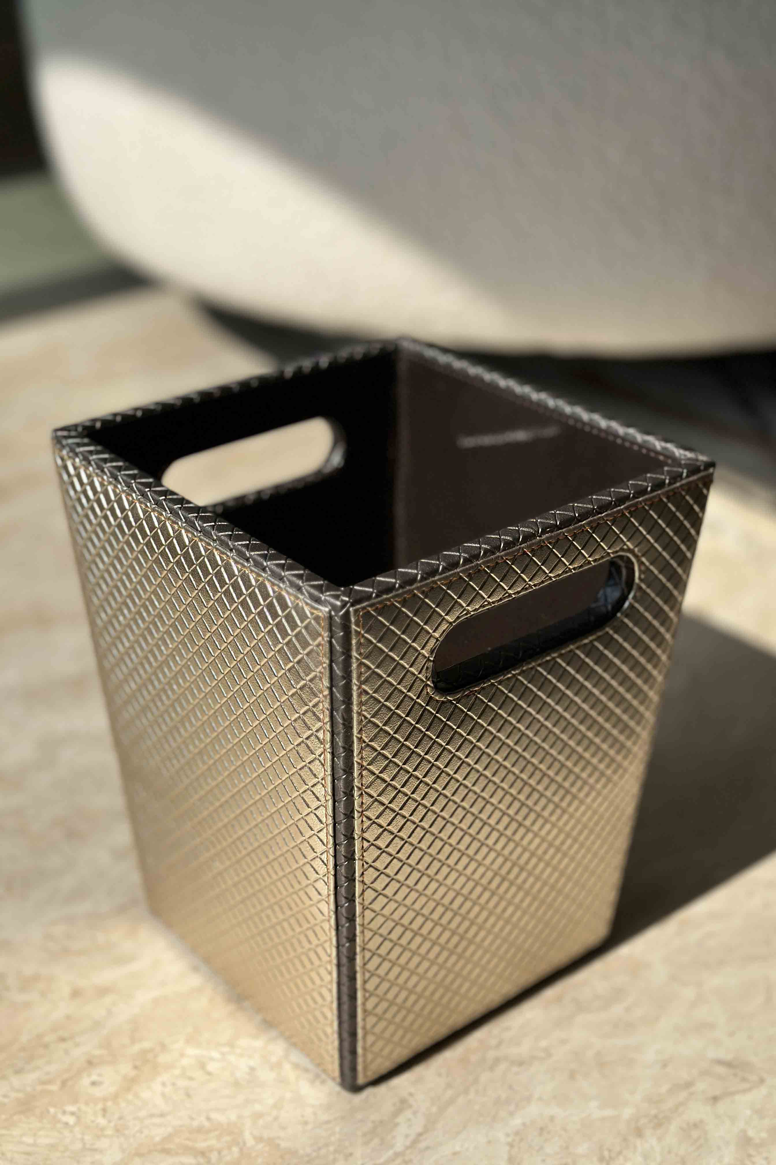 Braided Gold & Grey Dustbin