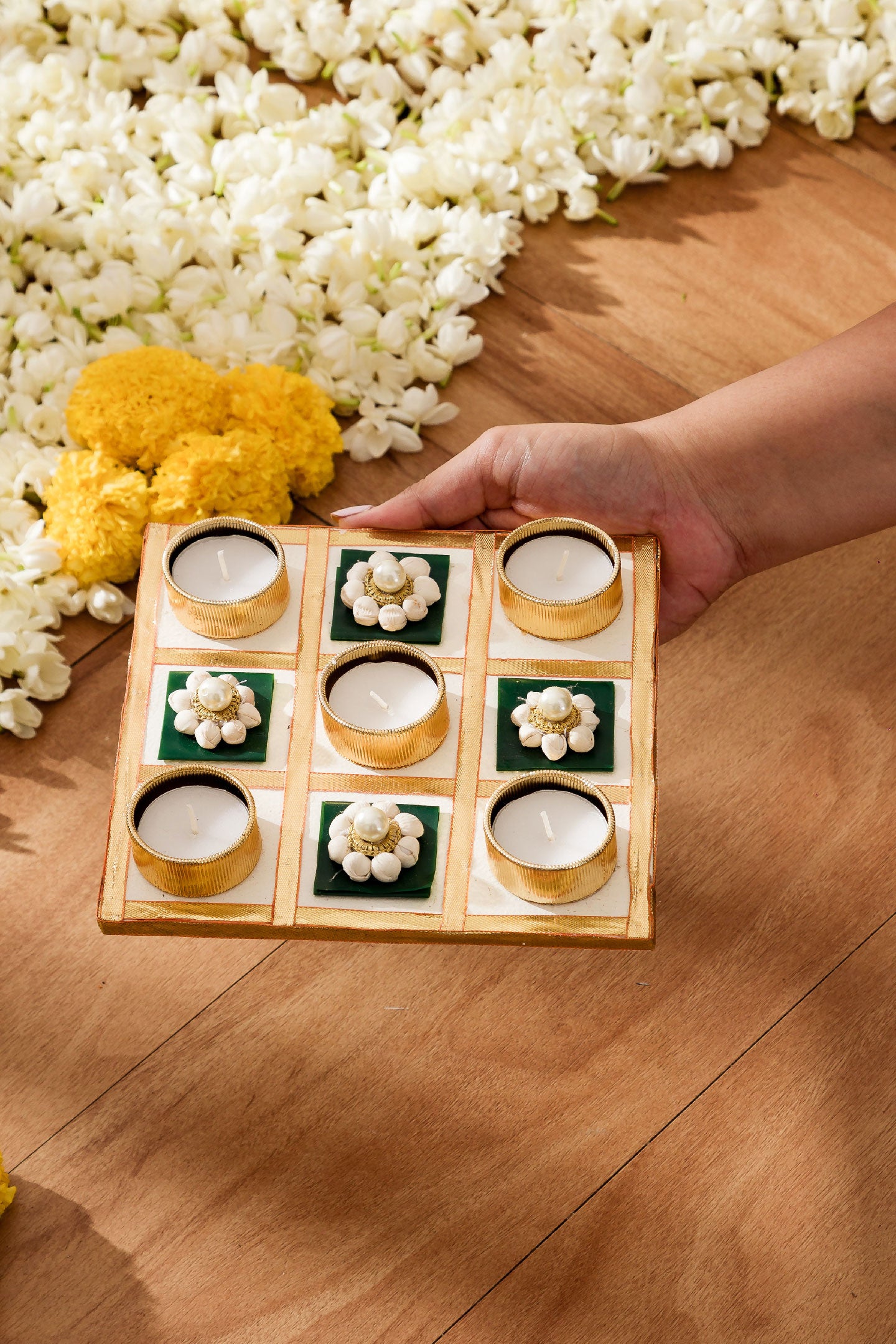 Jasmine Square Diyas - Medium