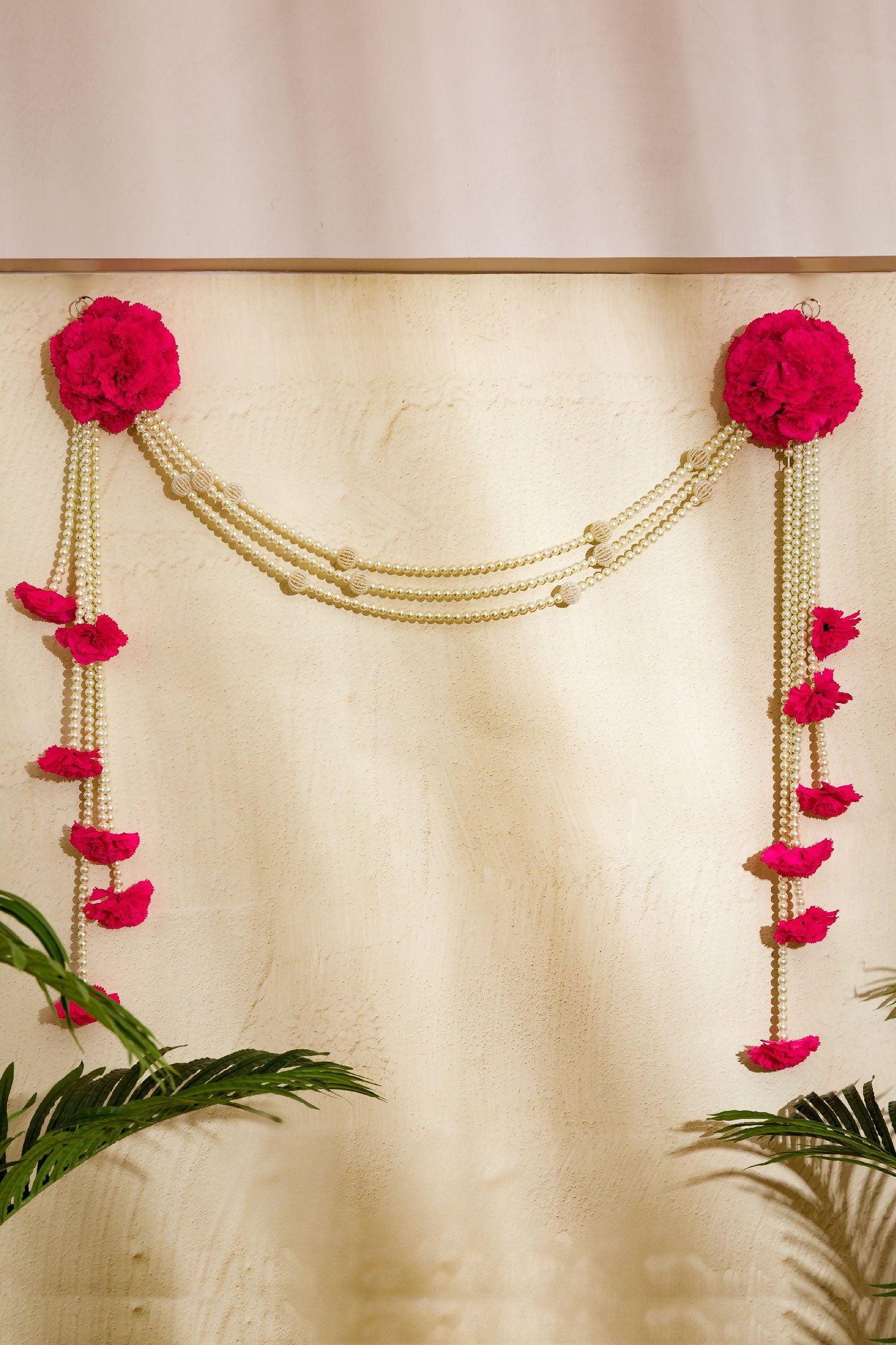 Carnation Pearls Toran - Dark Pink
