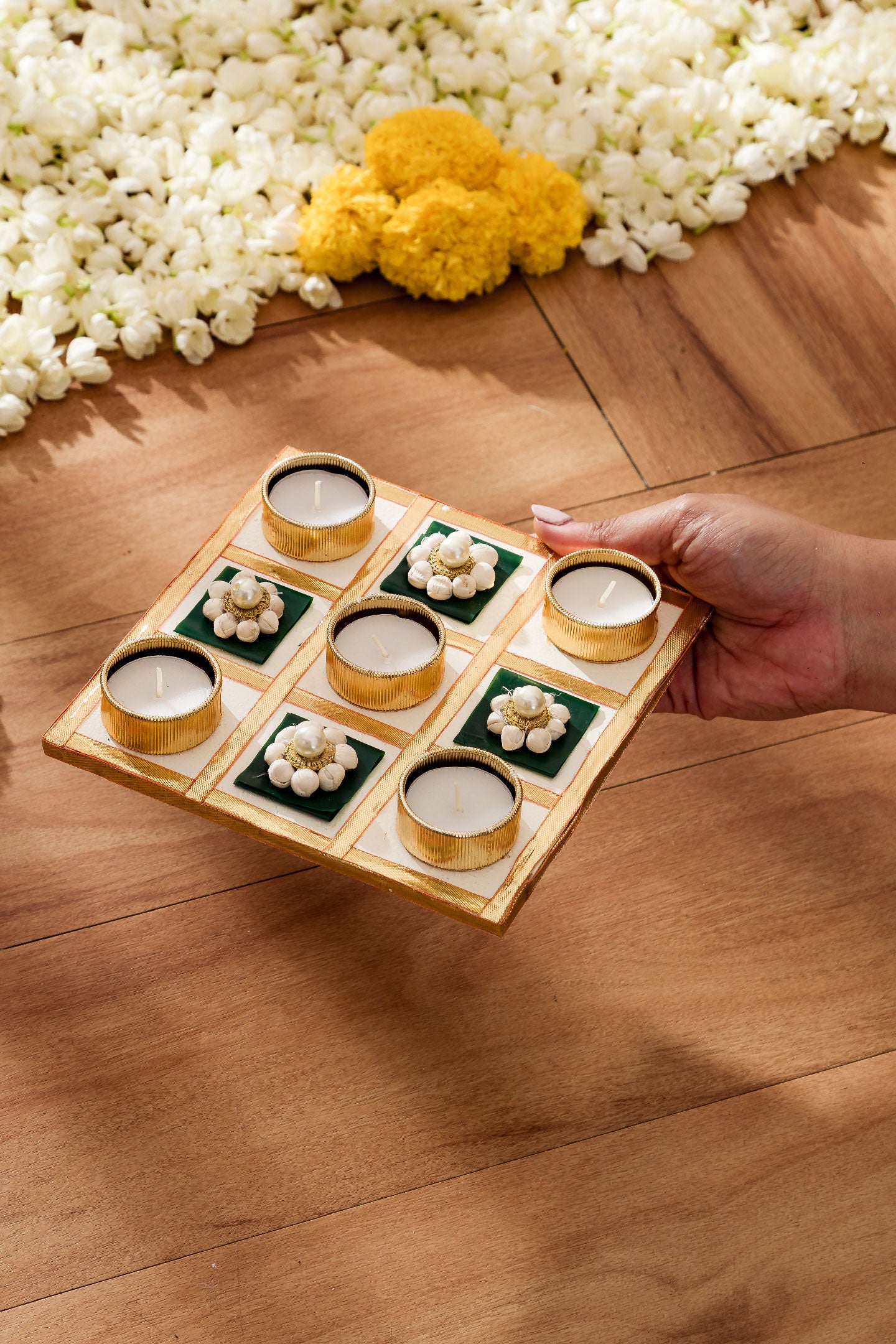 Jasmine Square Diyas - Medium