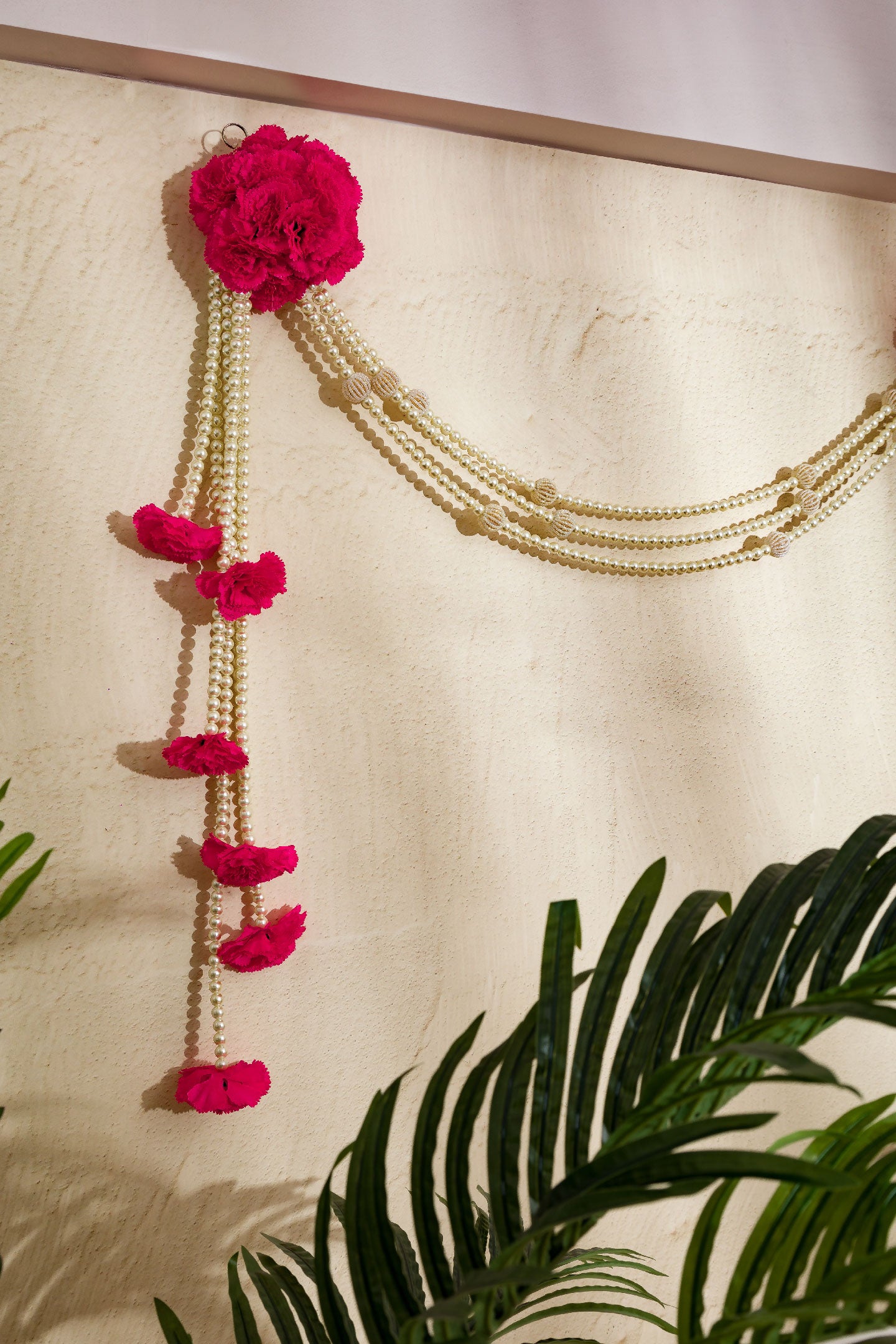 Carnation Pearls Toran - Dark Pink