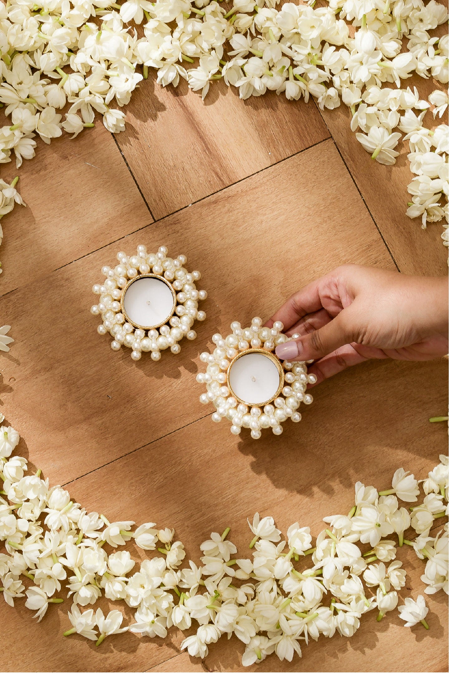 Pearl Pooja Diya - Set Of 2