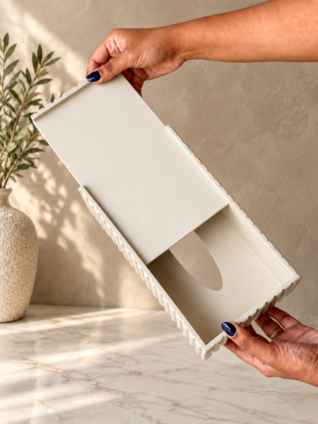 Imperium Fluted Tissue Box - Beige