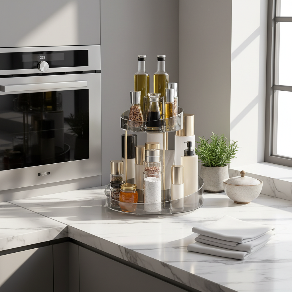 Two Tier Vanity Makeup Organiser - Grey