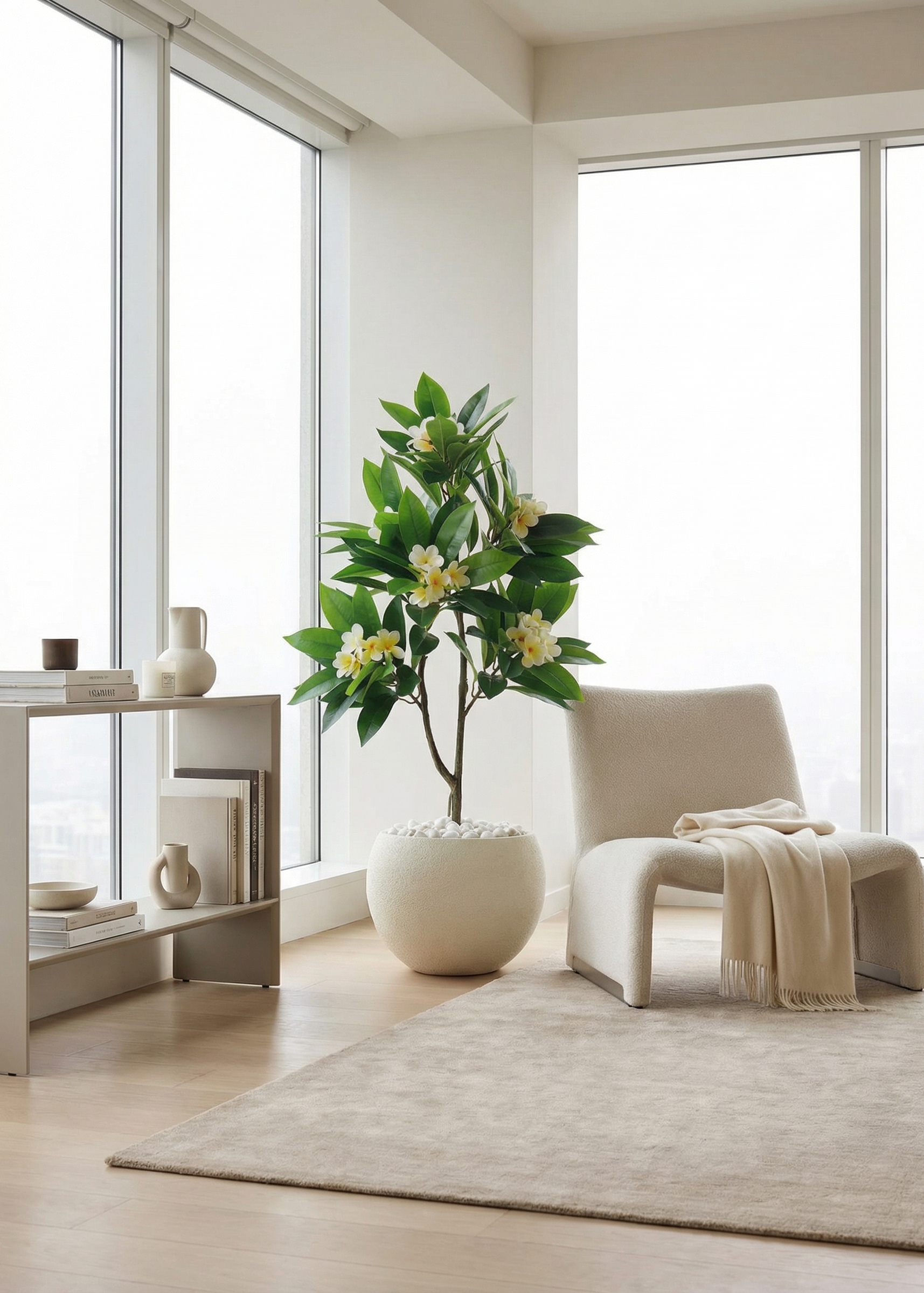 Artificial Frangipani Bloom Plant - 4 Feet