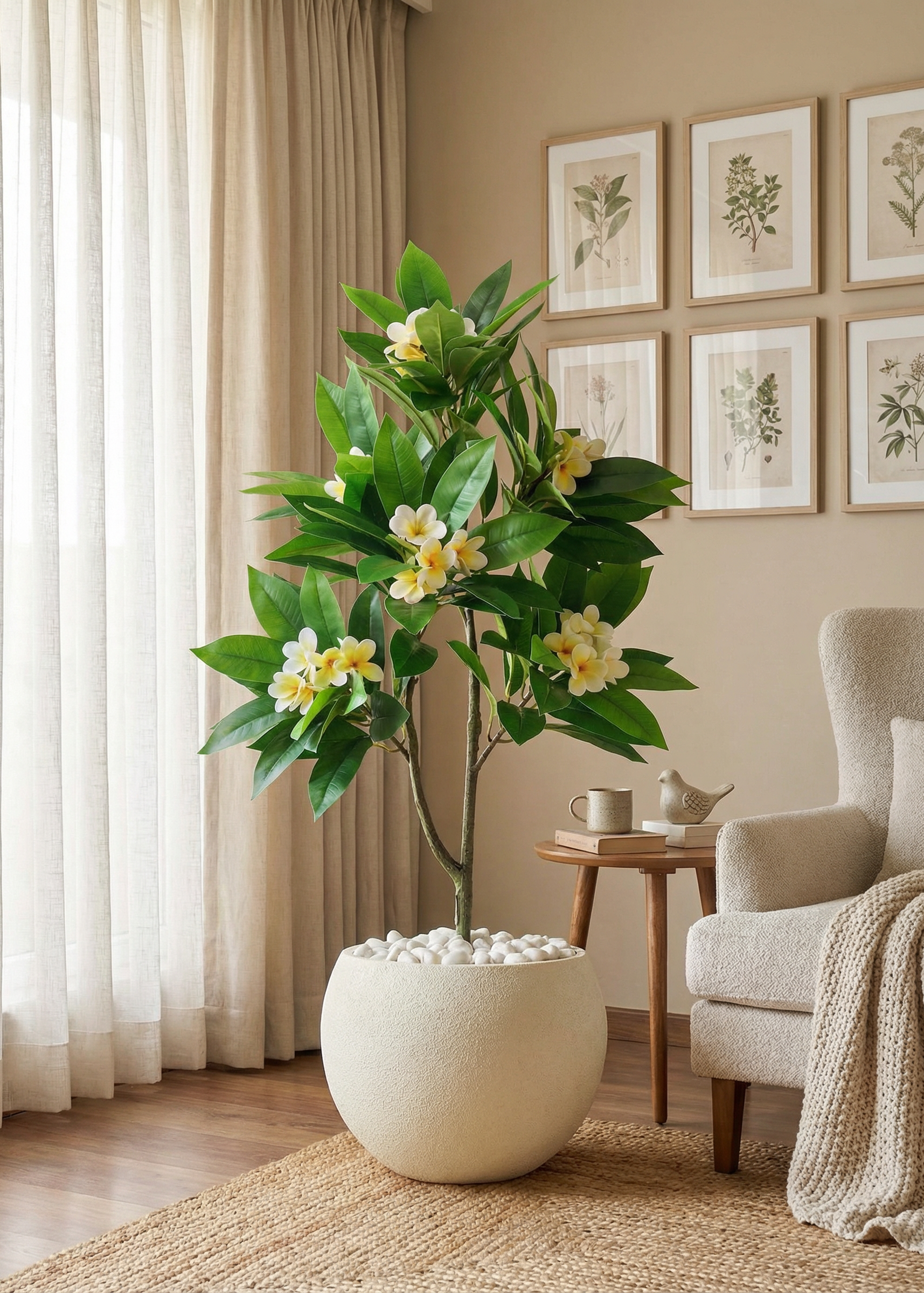 Artificial Frangipani Bloom Plant - 4 Feet