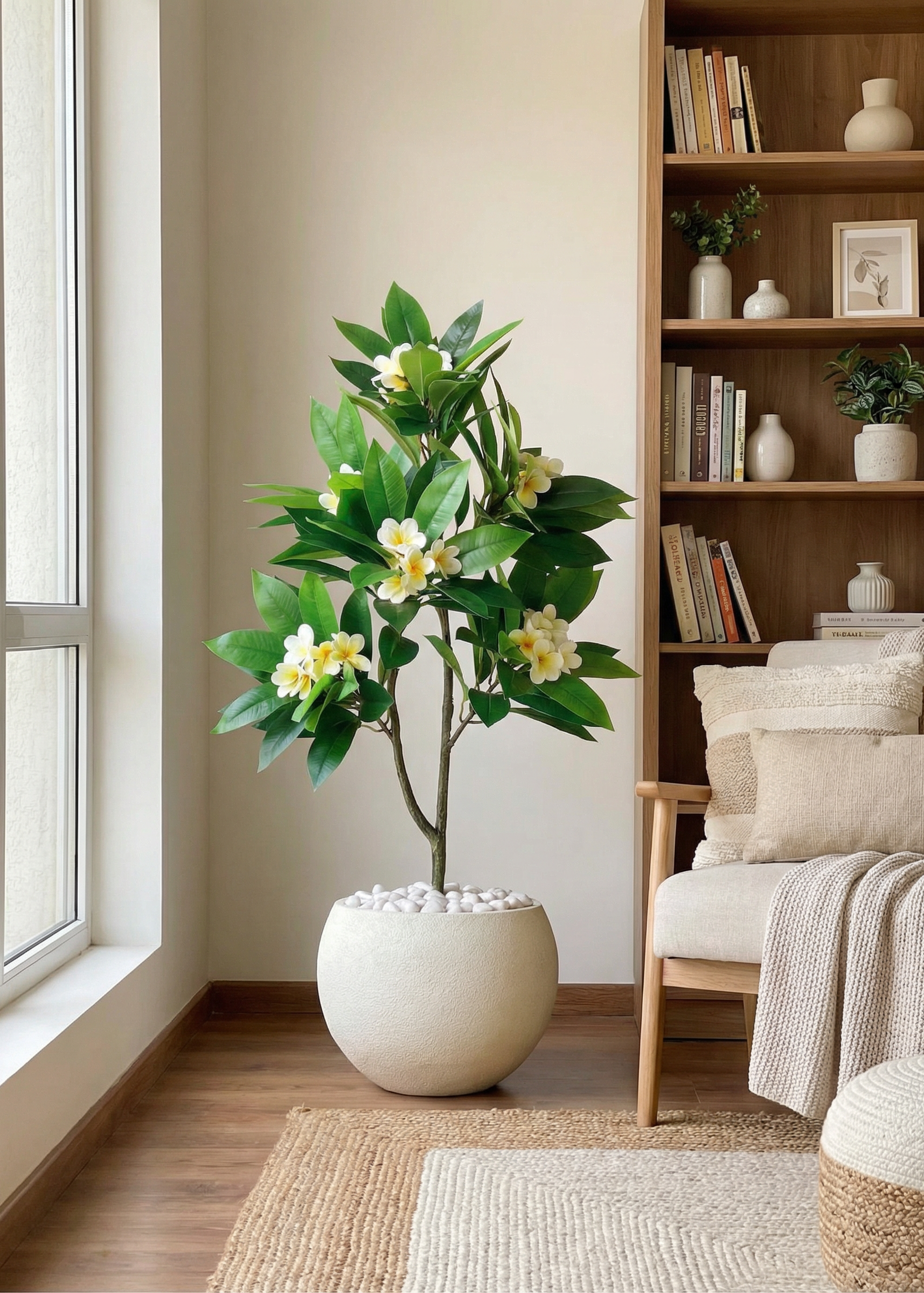 Artificial Frangipani Bloom Plant - 4 Feet