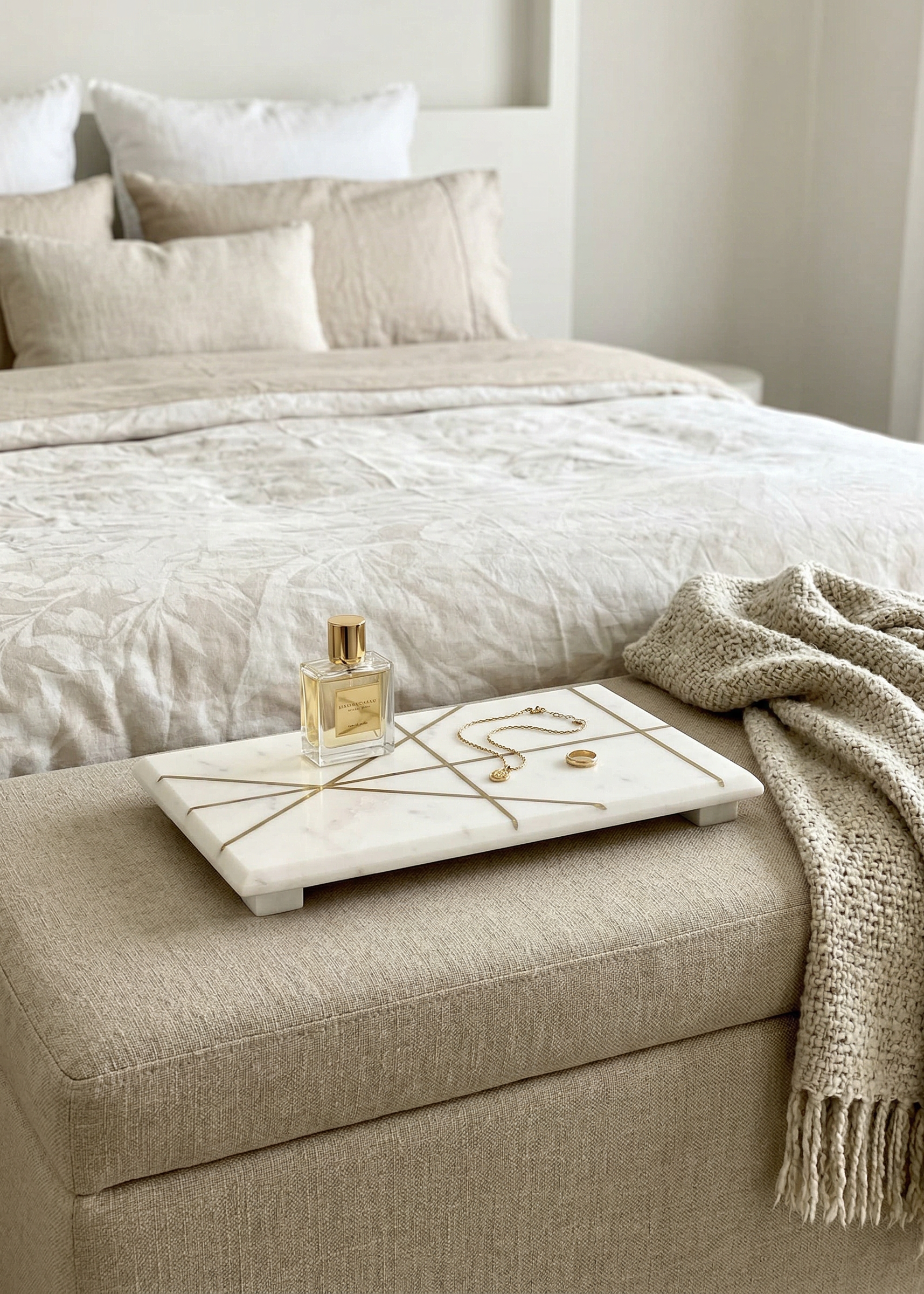 Celeste Marble Brass Inlay Tray