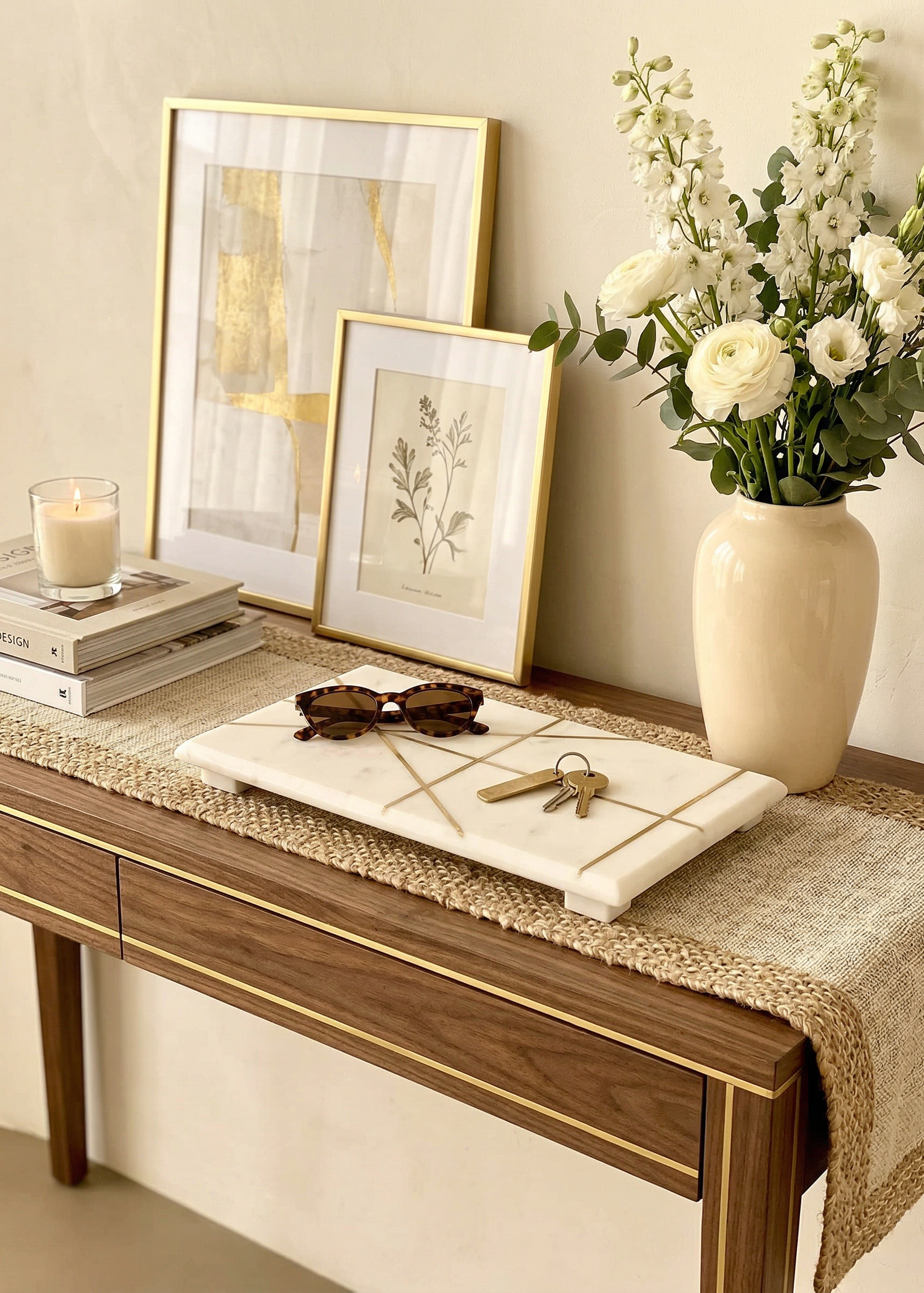 Celeste Marble Brass Inlay Tray