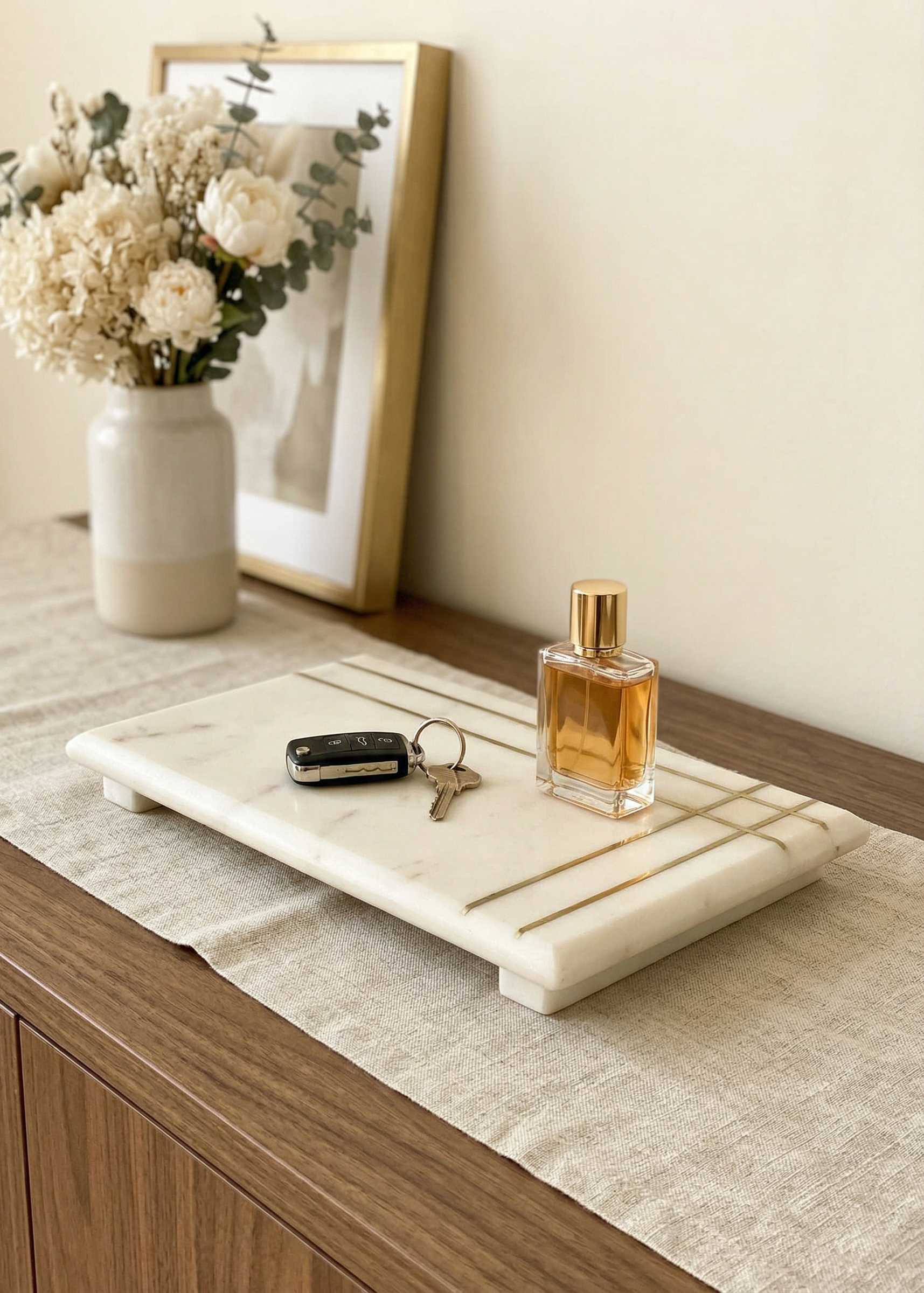 Linea Marble Brass Inlay Tray