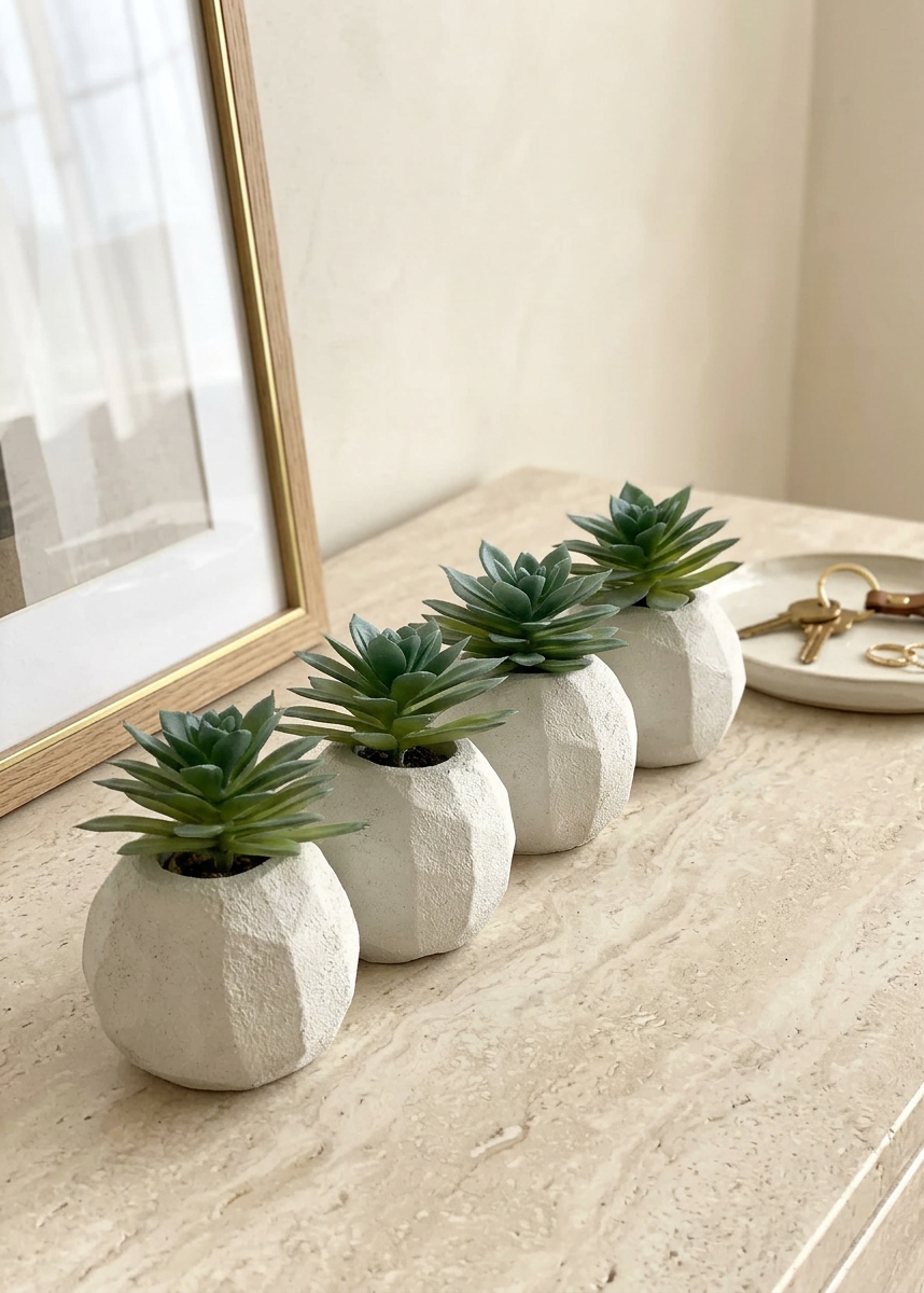 Artificial Beige & Grey Duo Succulent - Set of 4