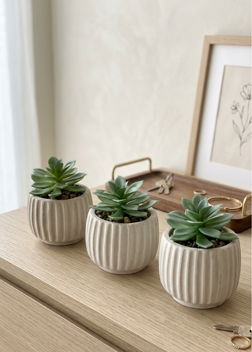 Artificial Beige Succulent - Set of 3
