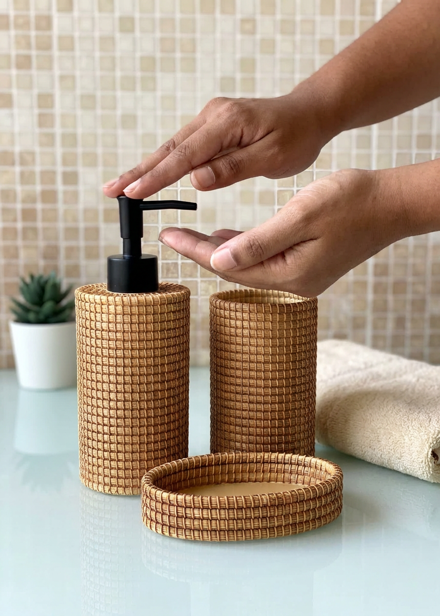Tan Bathroom Set - (Set of 3)