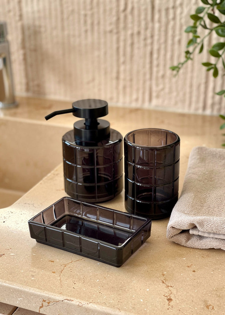 Cube Bathroom Set – Black (Set of 3)