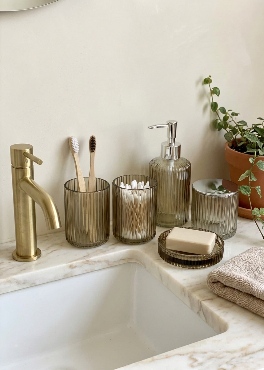 Mist Bathroom Set – Amber (Set of 5)
