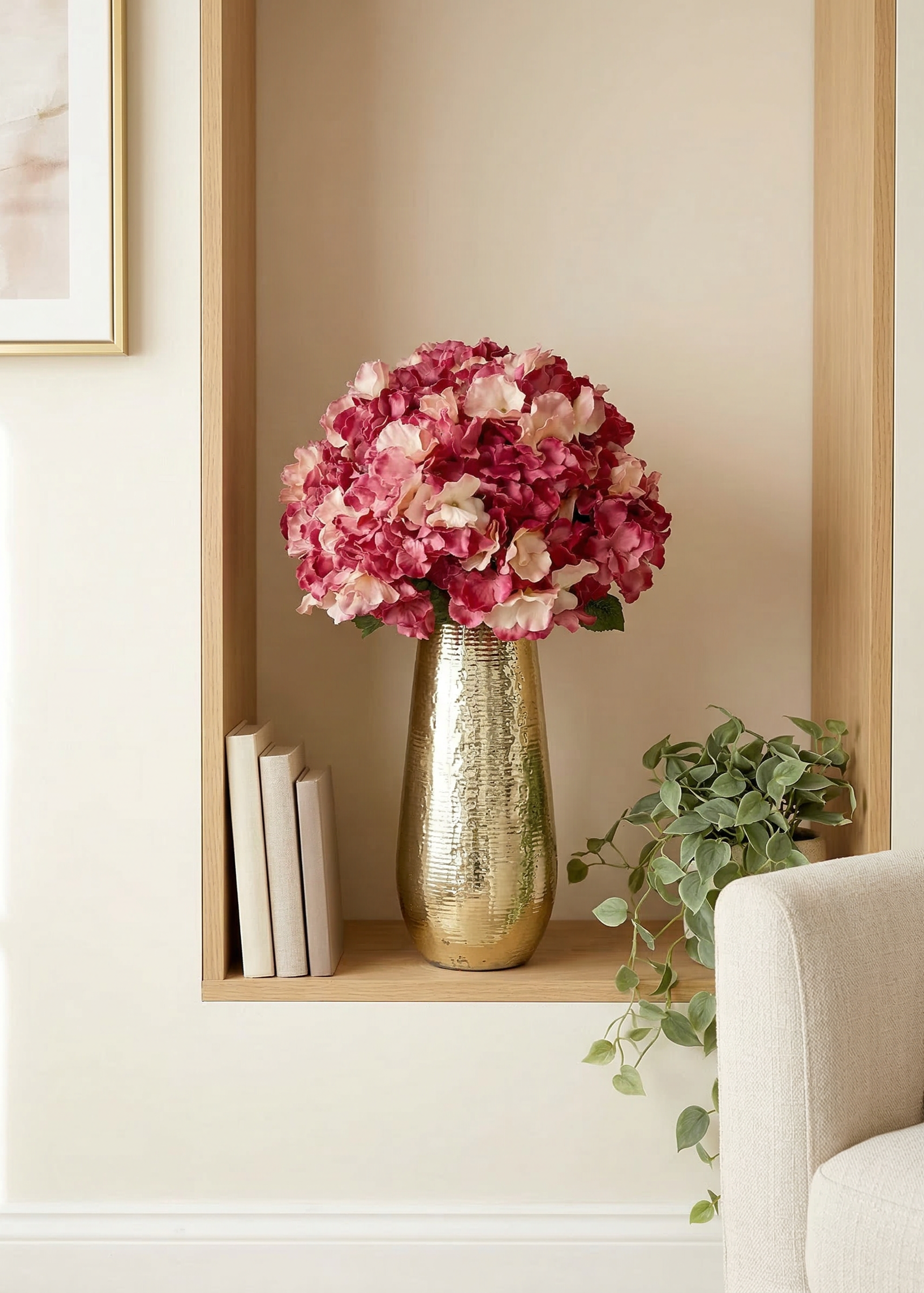 Artificial Hydrangea Flower Pink - Set of 2