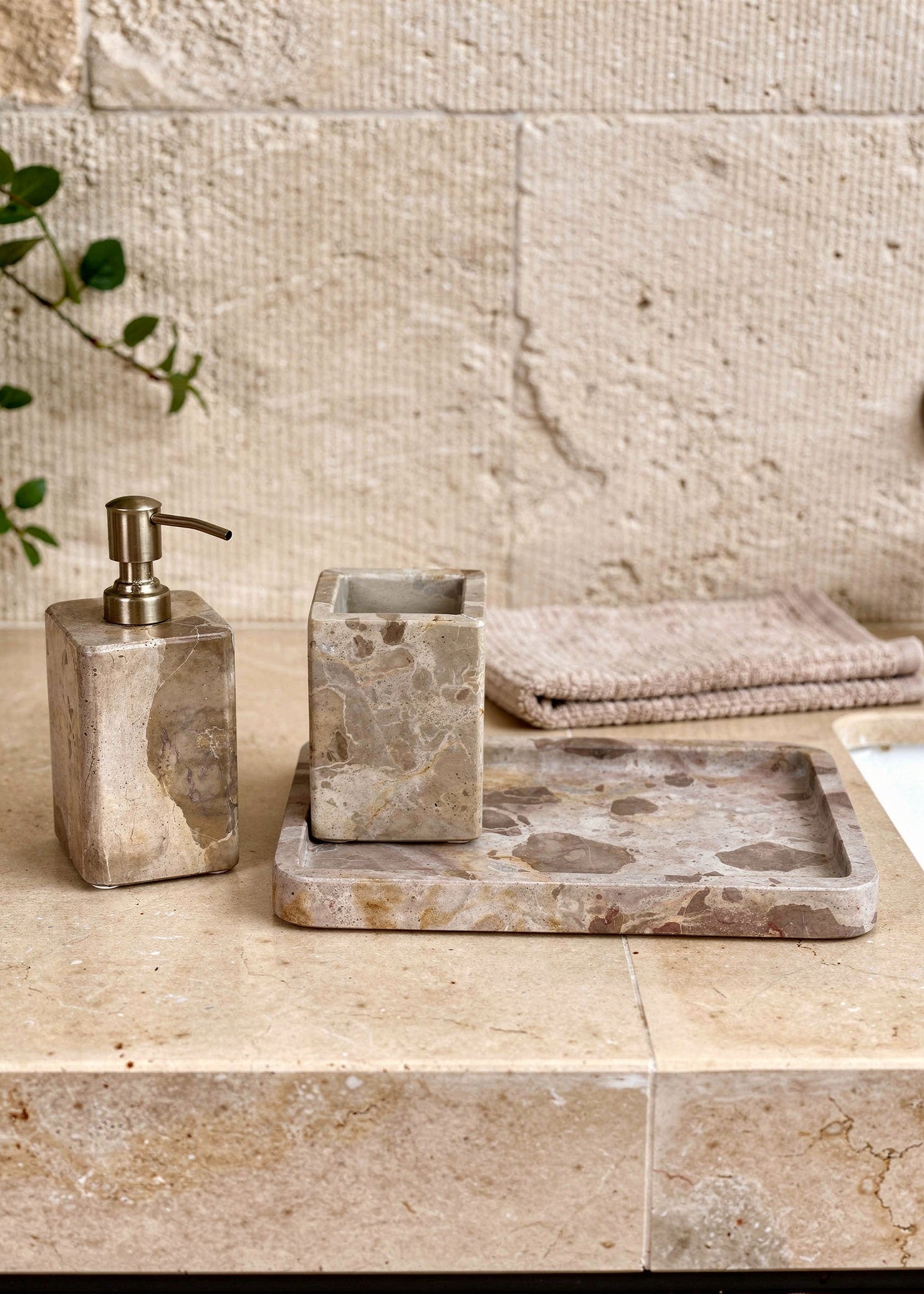 Caldera Marble Bath Set - (Set of 3)