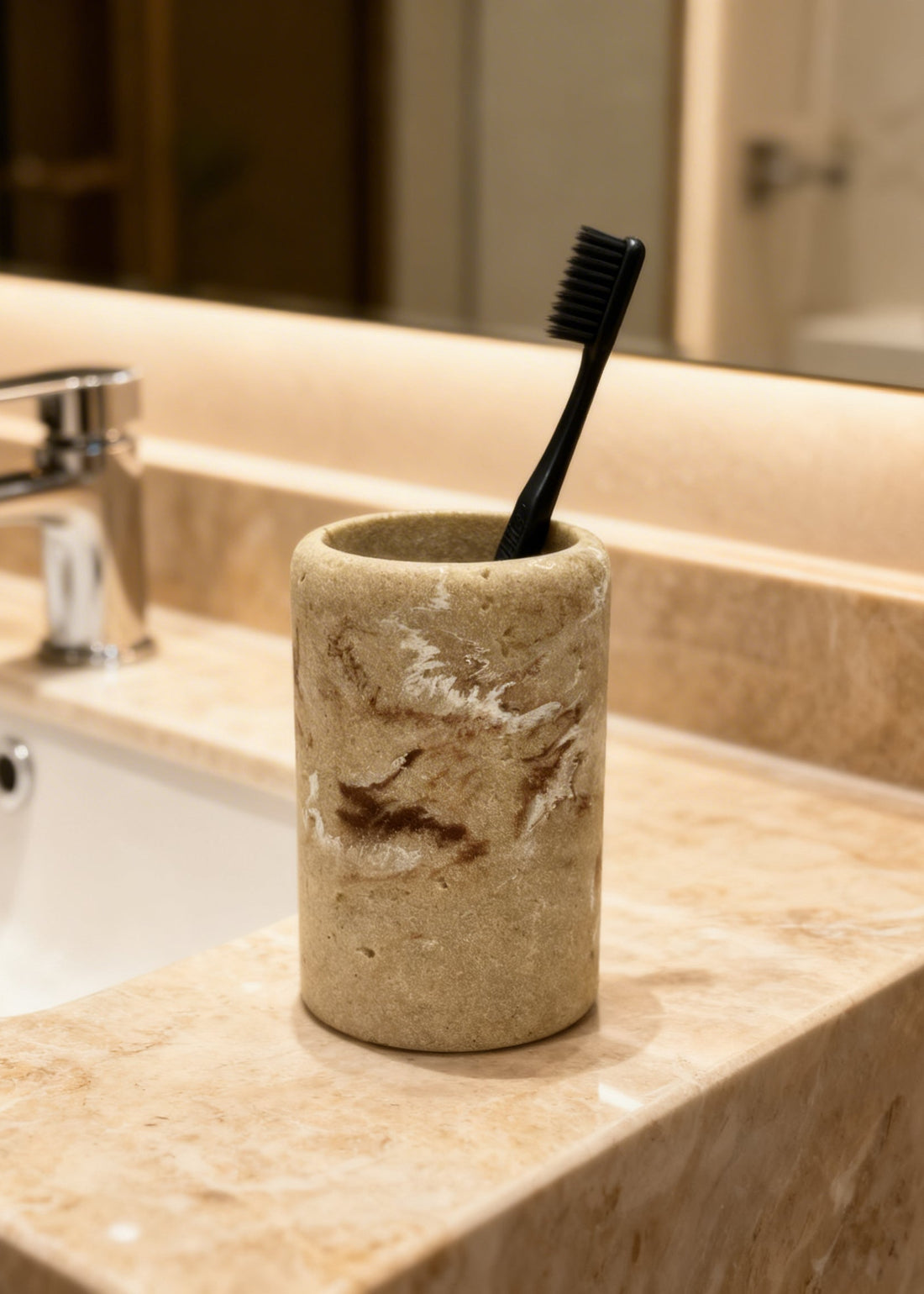 Carrara Bathroom Tumbler - Beige