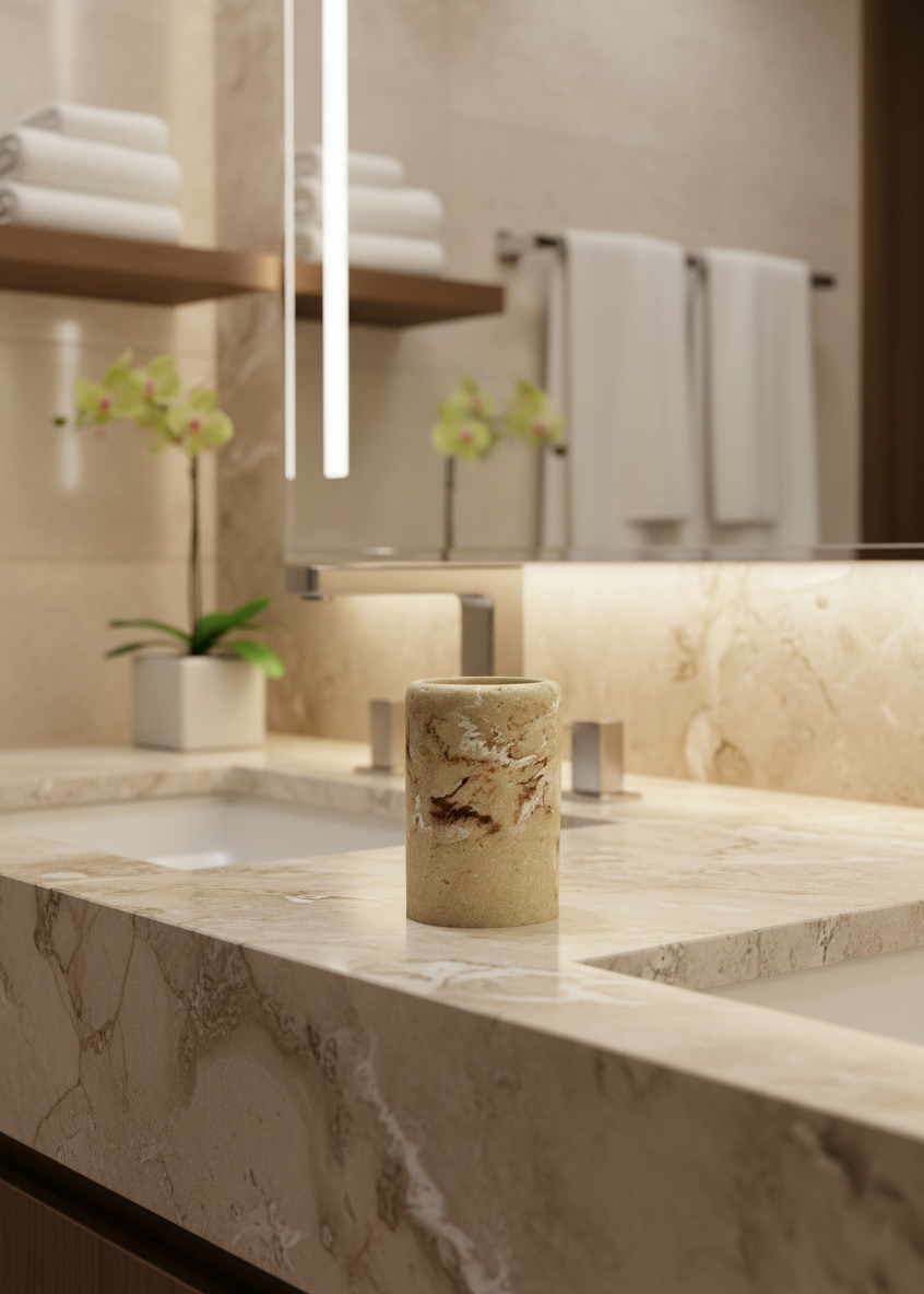 Carrara Bathroom Tumbler - Beige