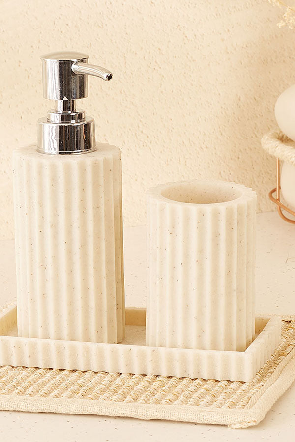 Fluted Composite Marble Bathroom - Set Of 3