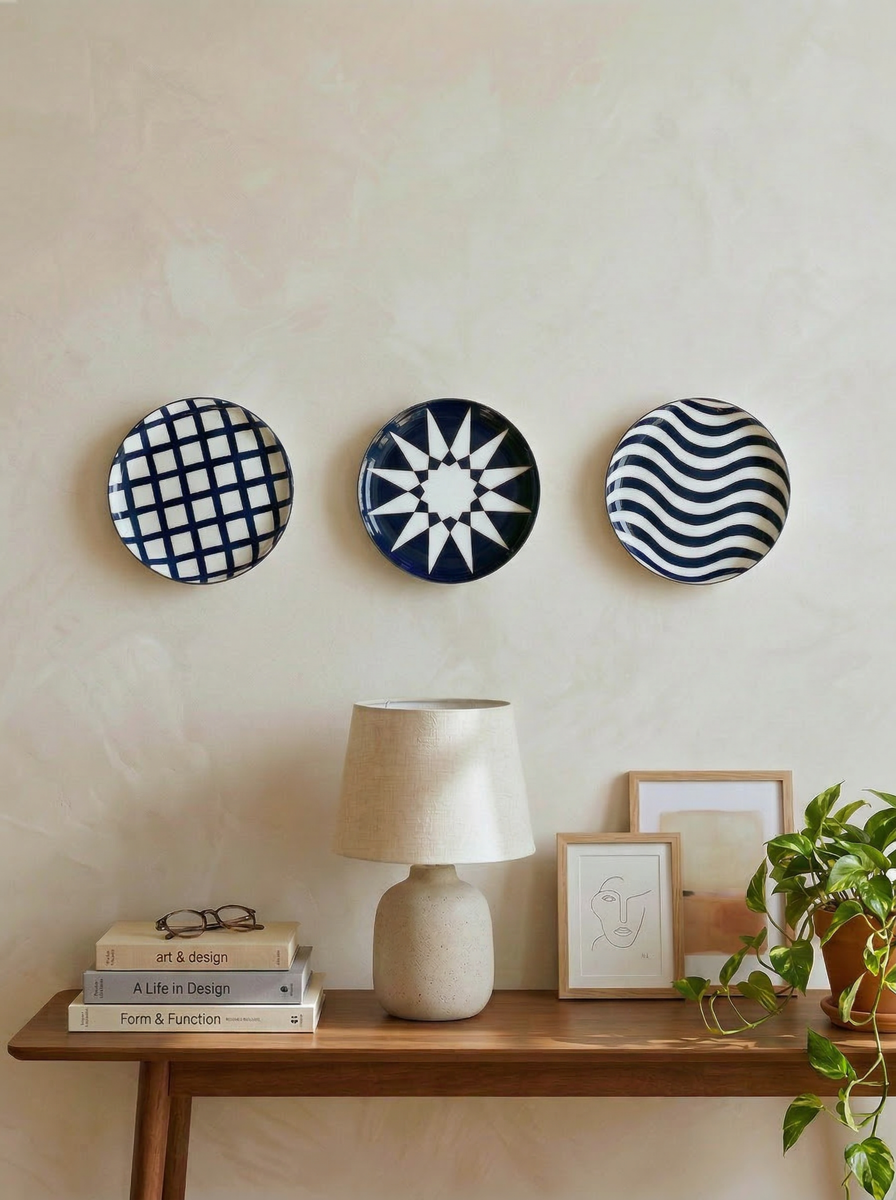 Indigo Wall Plates (Set of 3)