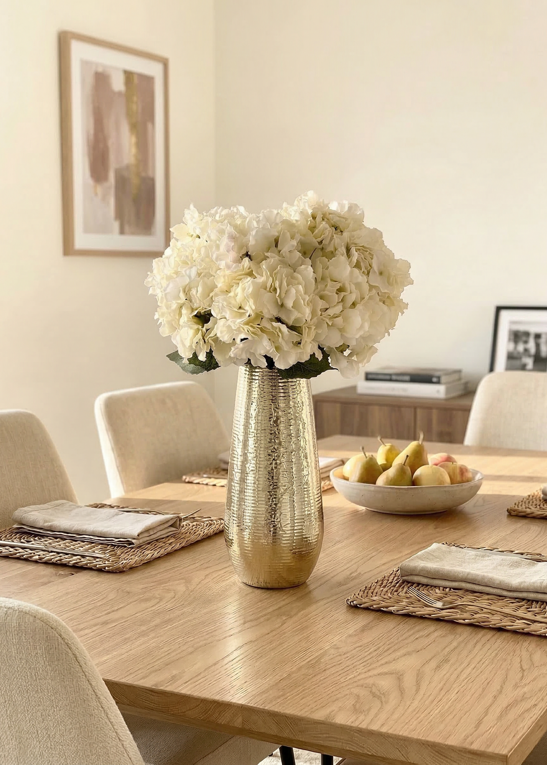 Artificial Hydrangea Flower White - Set of 2