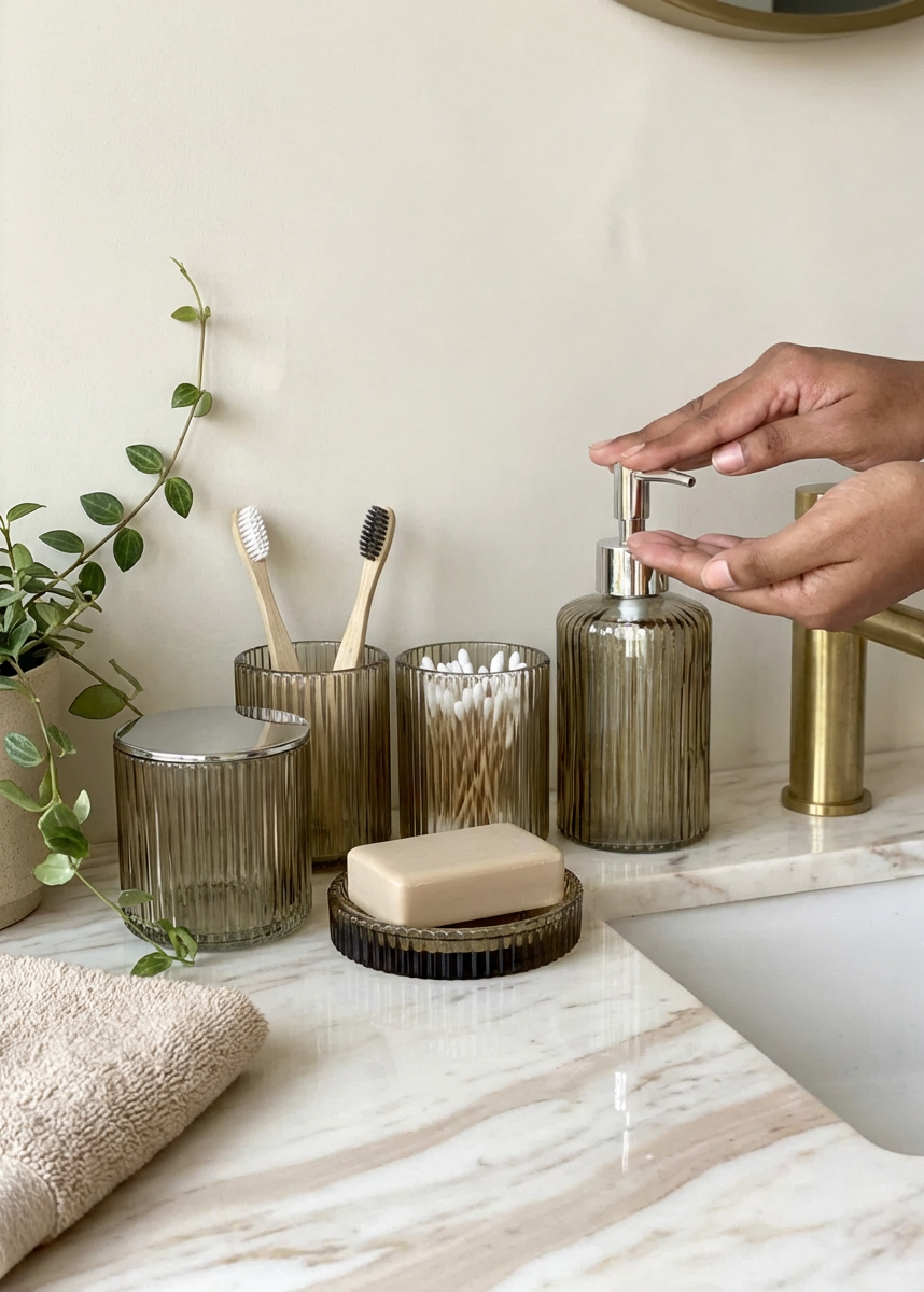 Mist Bathroom Set – Amber (Set of 5)