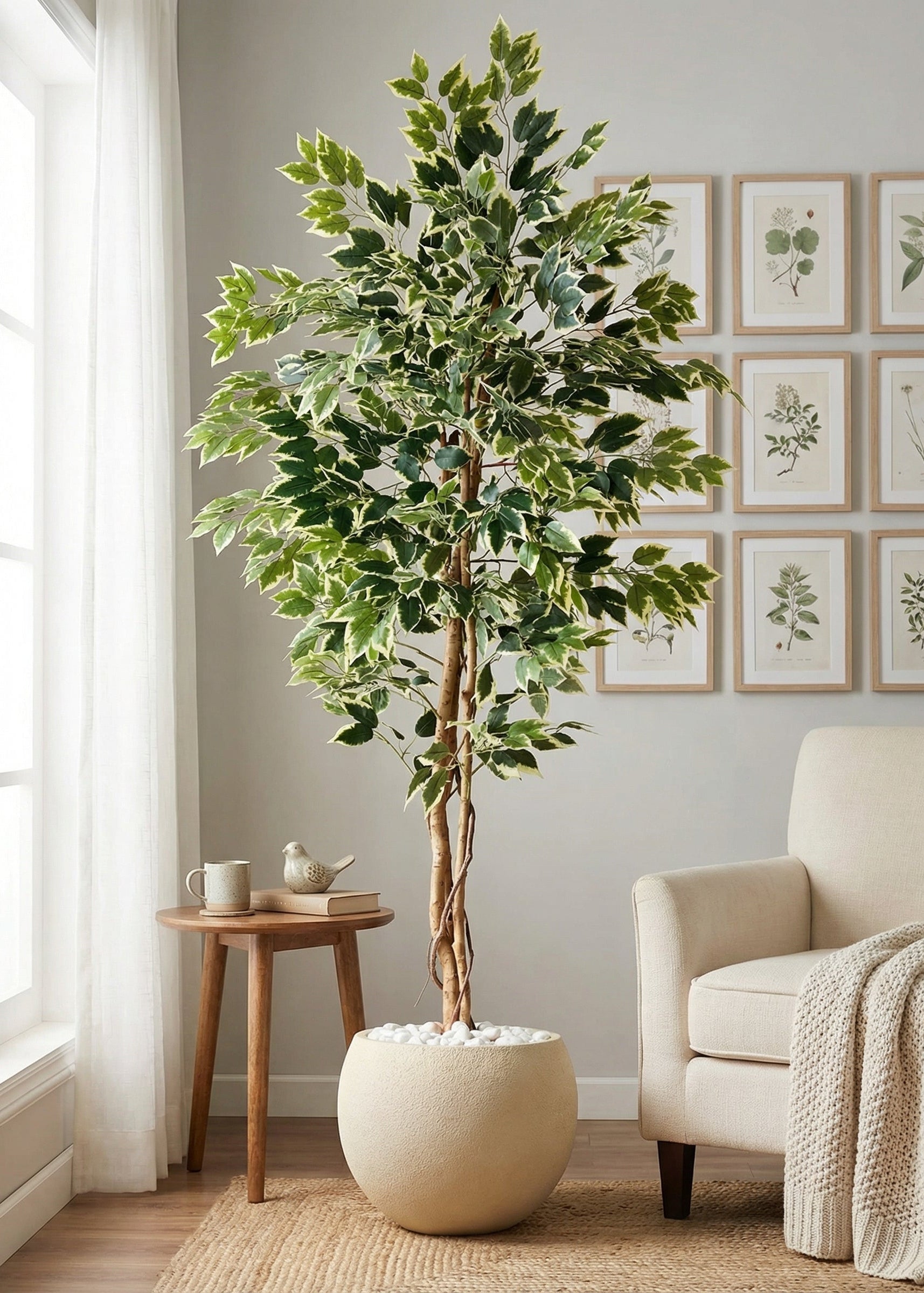Artificial Variegated Dried Ficus Plant - 6.5 Feet