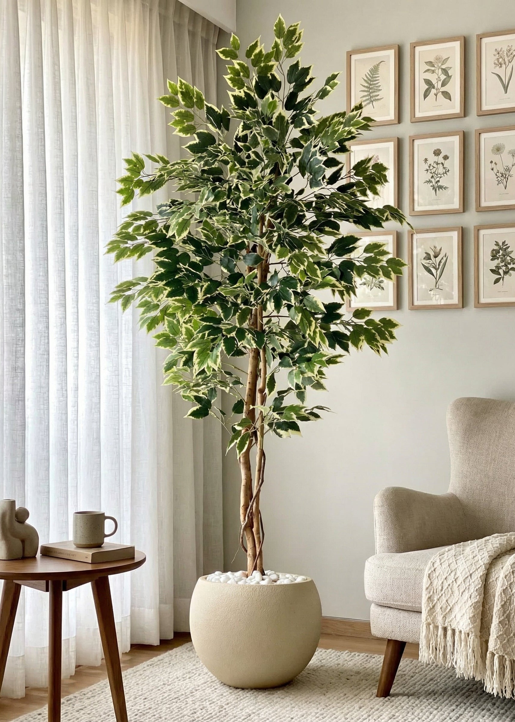 Artificial Variegated Dried Ficus Plant - 6.5 Feet