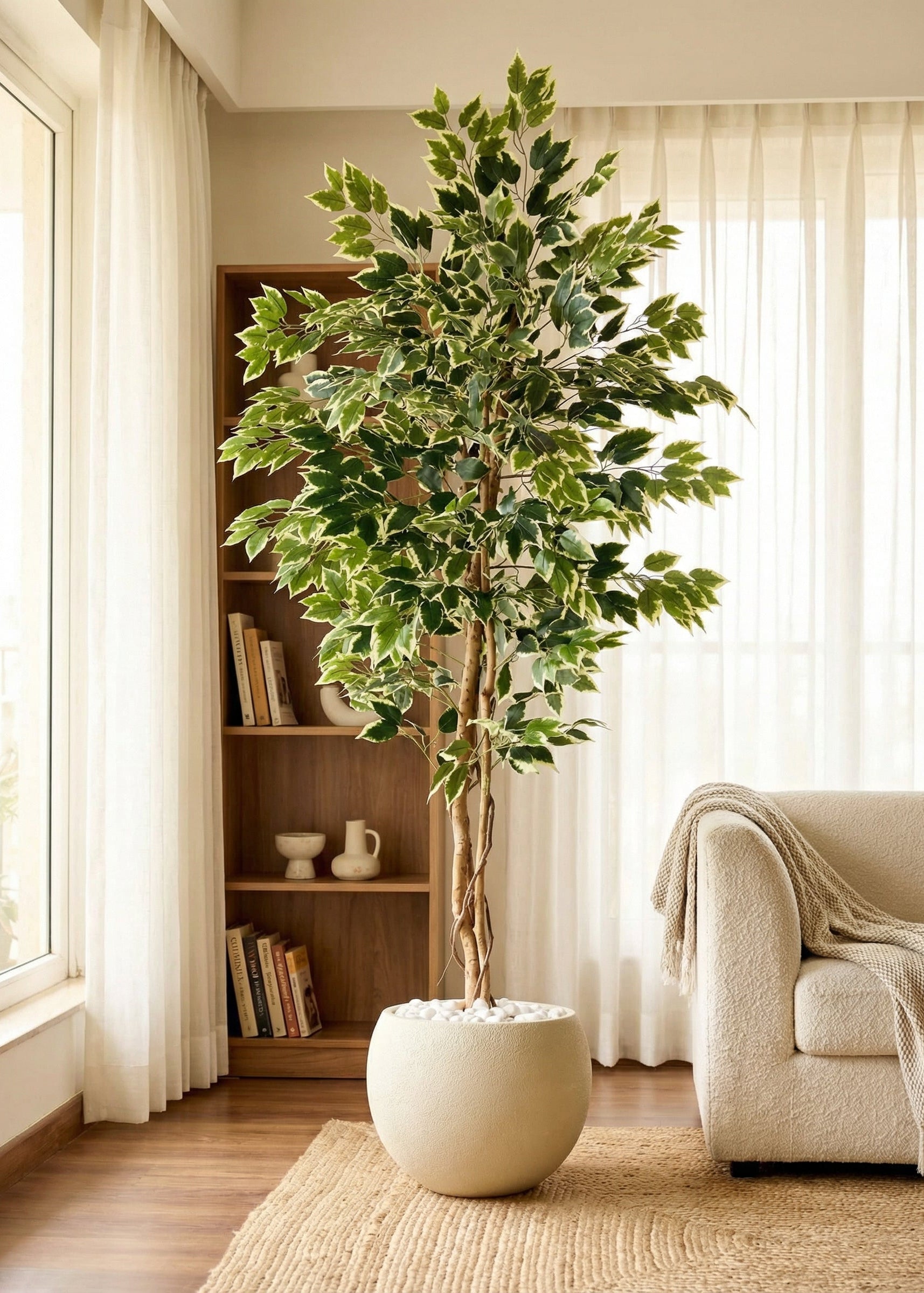 Artificial Variegated Dried Ficus Plant - 6.5 Feet