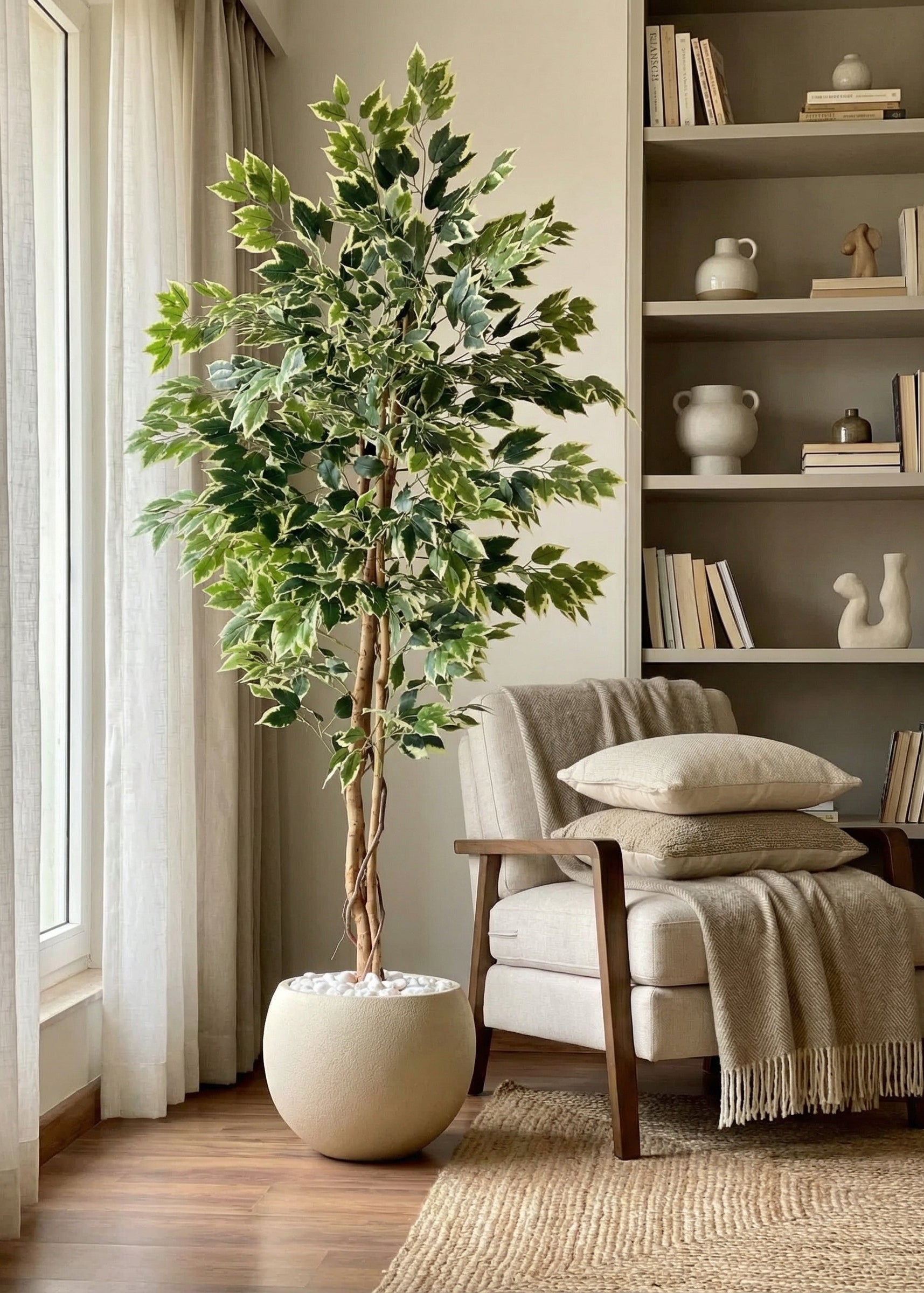 Artificial Variegated Dried Ficus Plant - 6.5 Feet