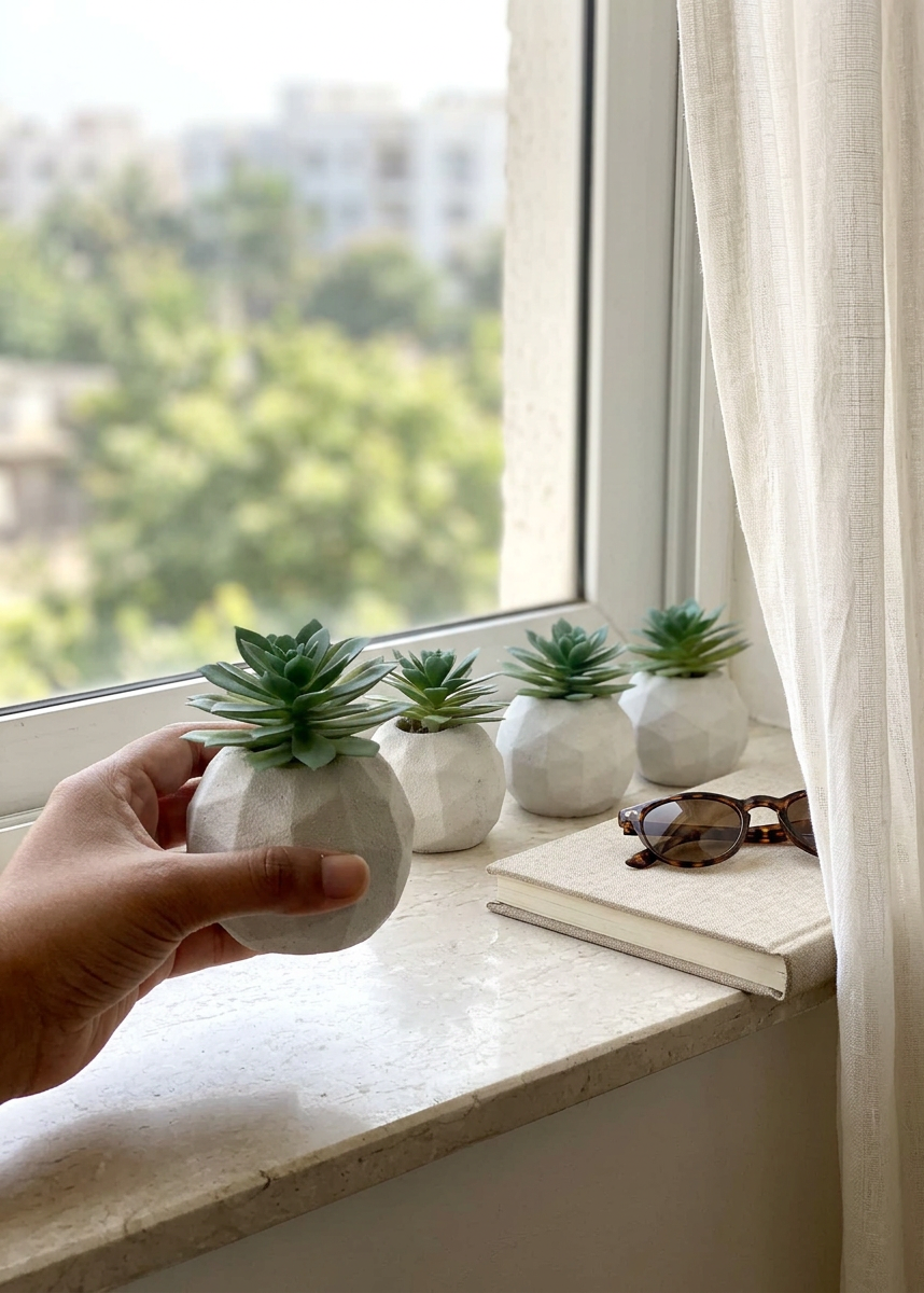 Artificial Beige & Grey Duo Succulent - Set of 4