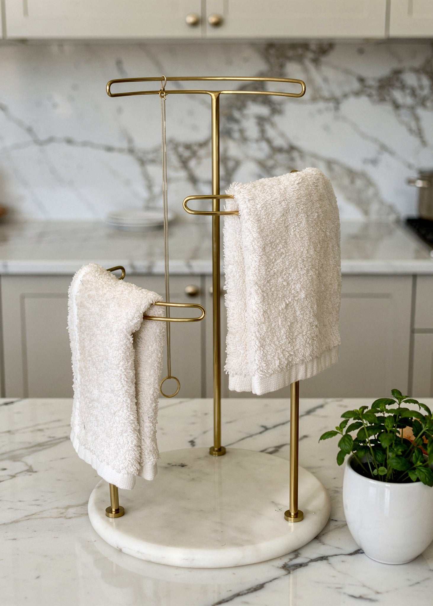 Opal Hand Towel Stand - White & Gold