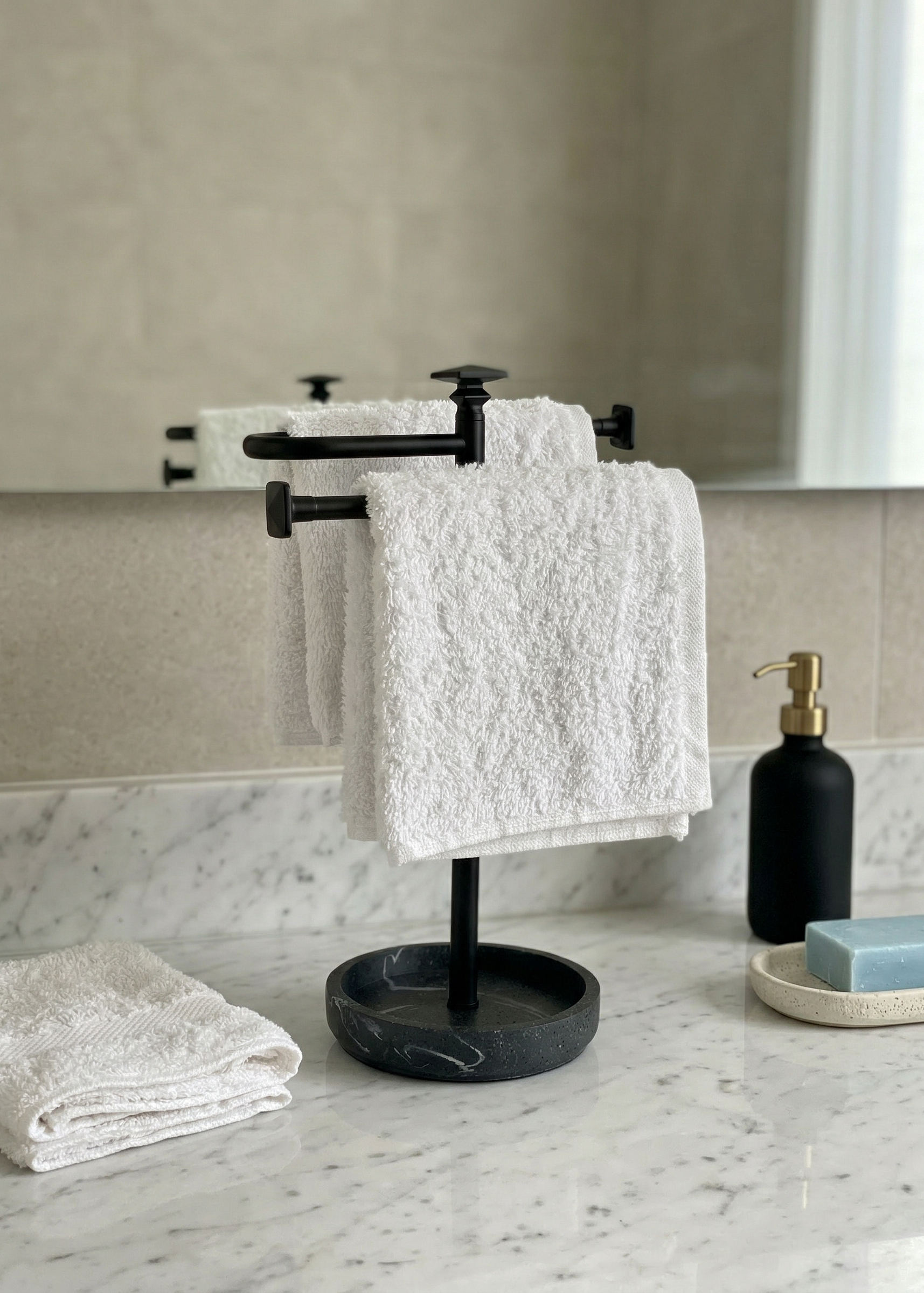 Halo Hand Towel Stand - Black
