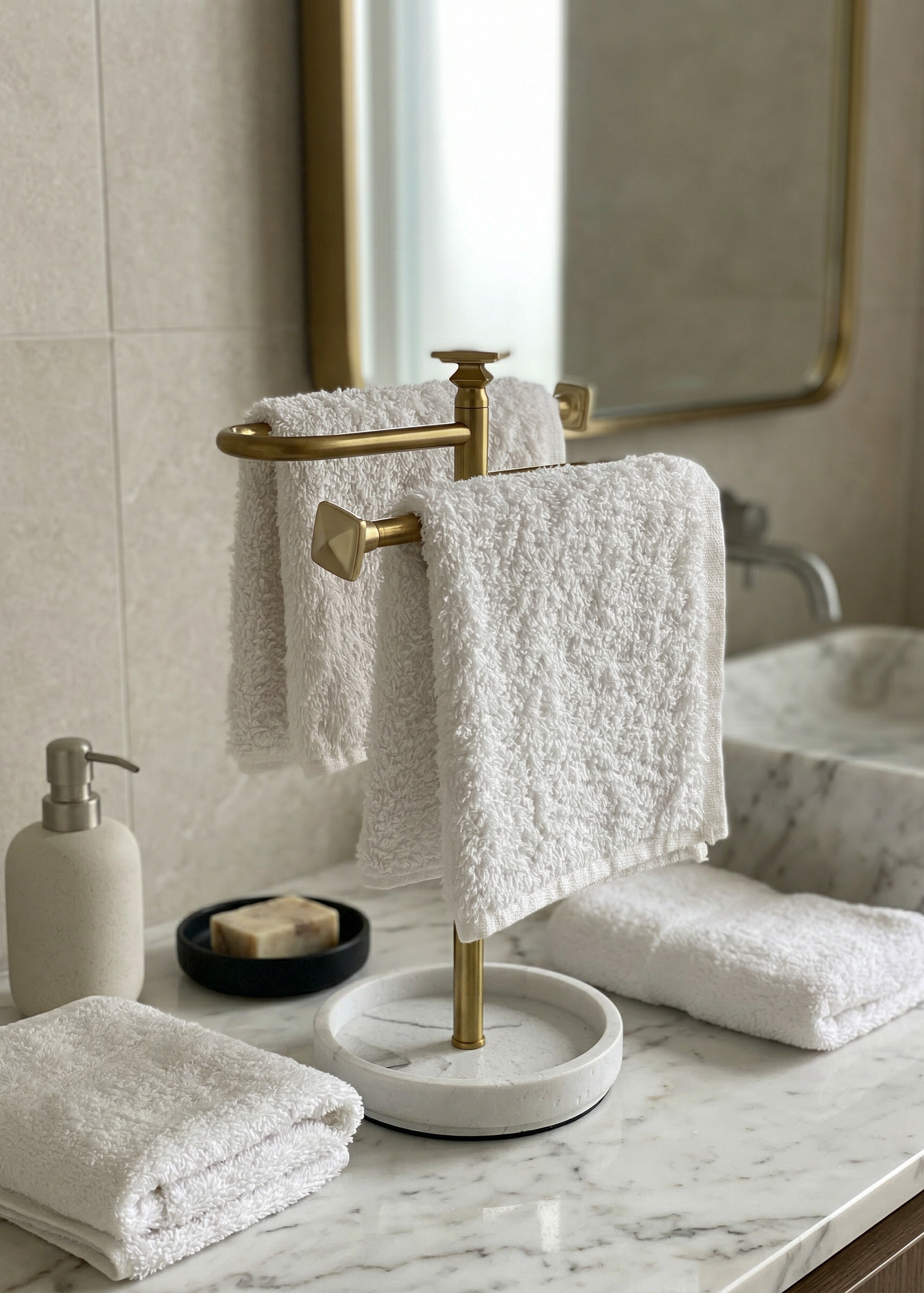 Halo Hand Towel Stand - White