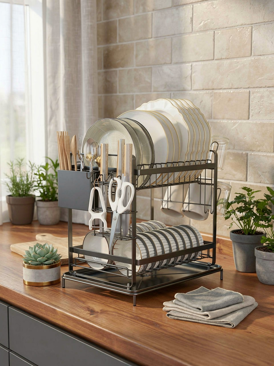Dish Rack Two Layer - Black