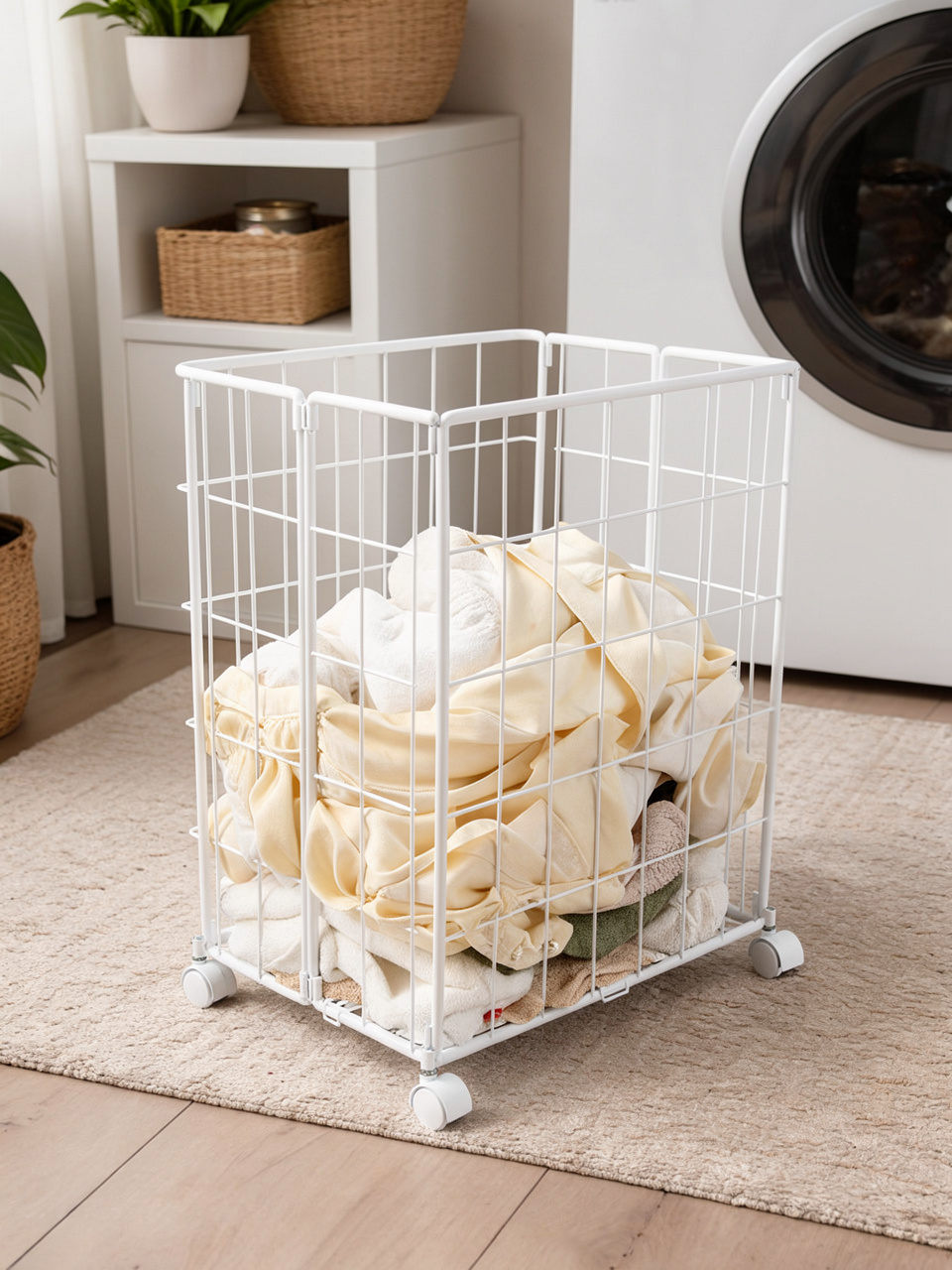 Foldable Laundry Basket - White