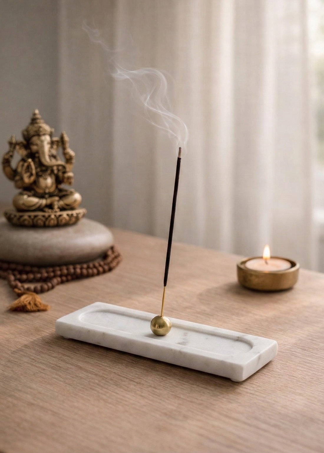 Galaxy Marble Incense Holder - White