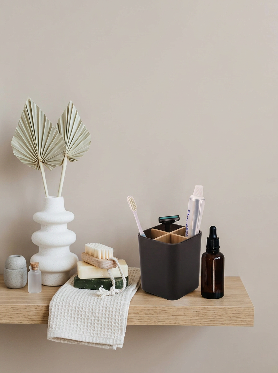 Toothbrush & Toothpaste Storage Caddy - Black