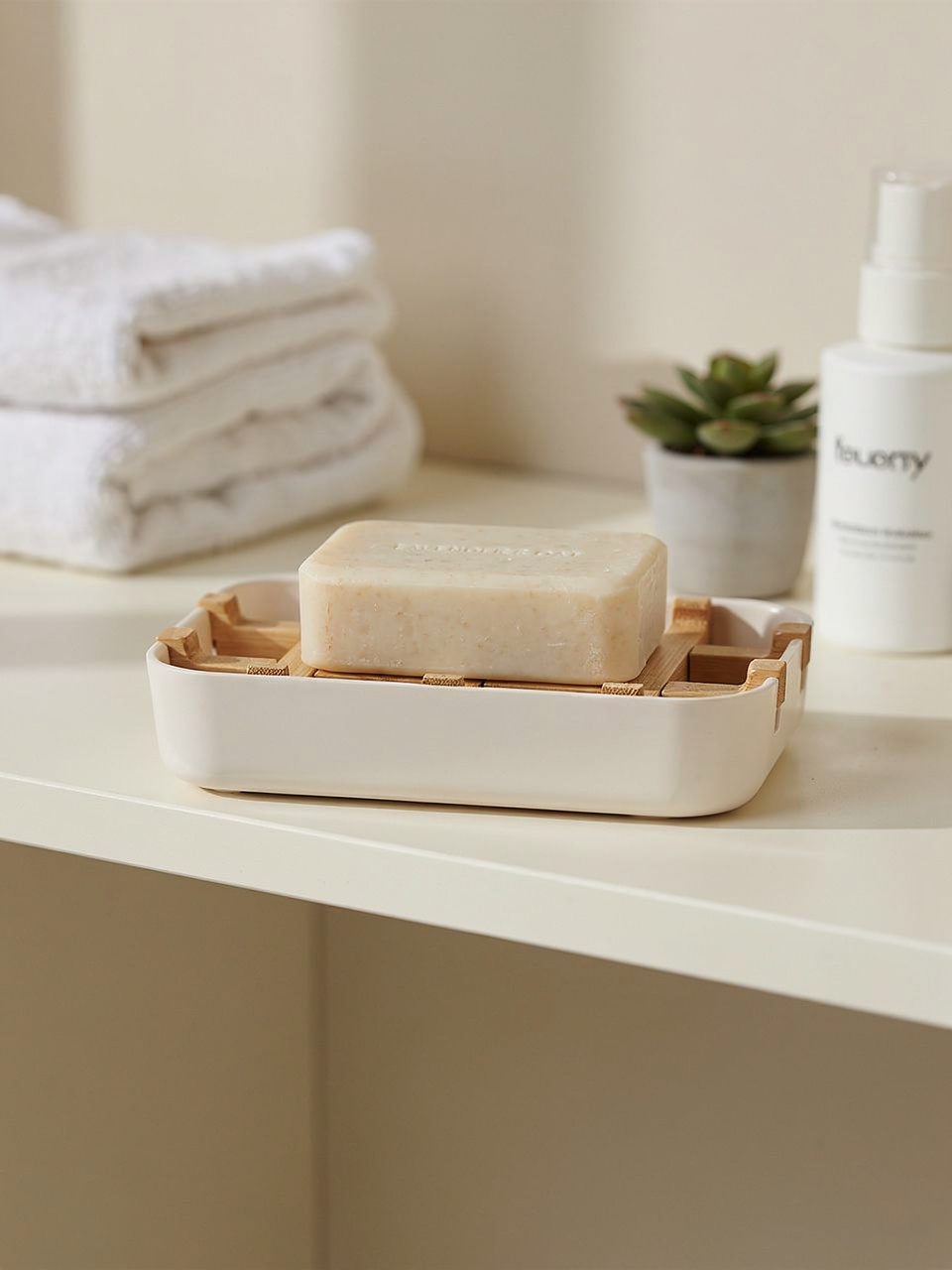 Soap Holder with Drain Tray - White
