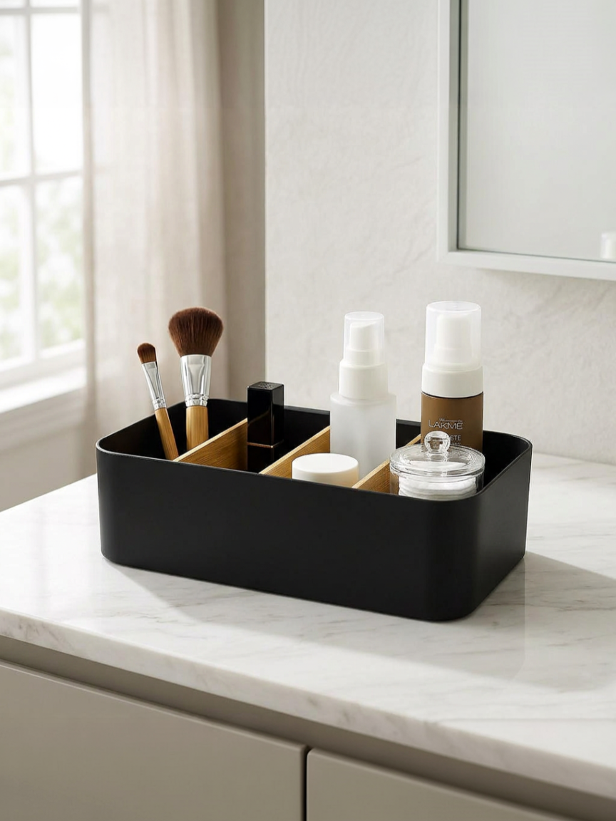 Multipurpose Drawer Organizer for Makeup & Socks - Black