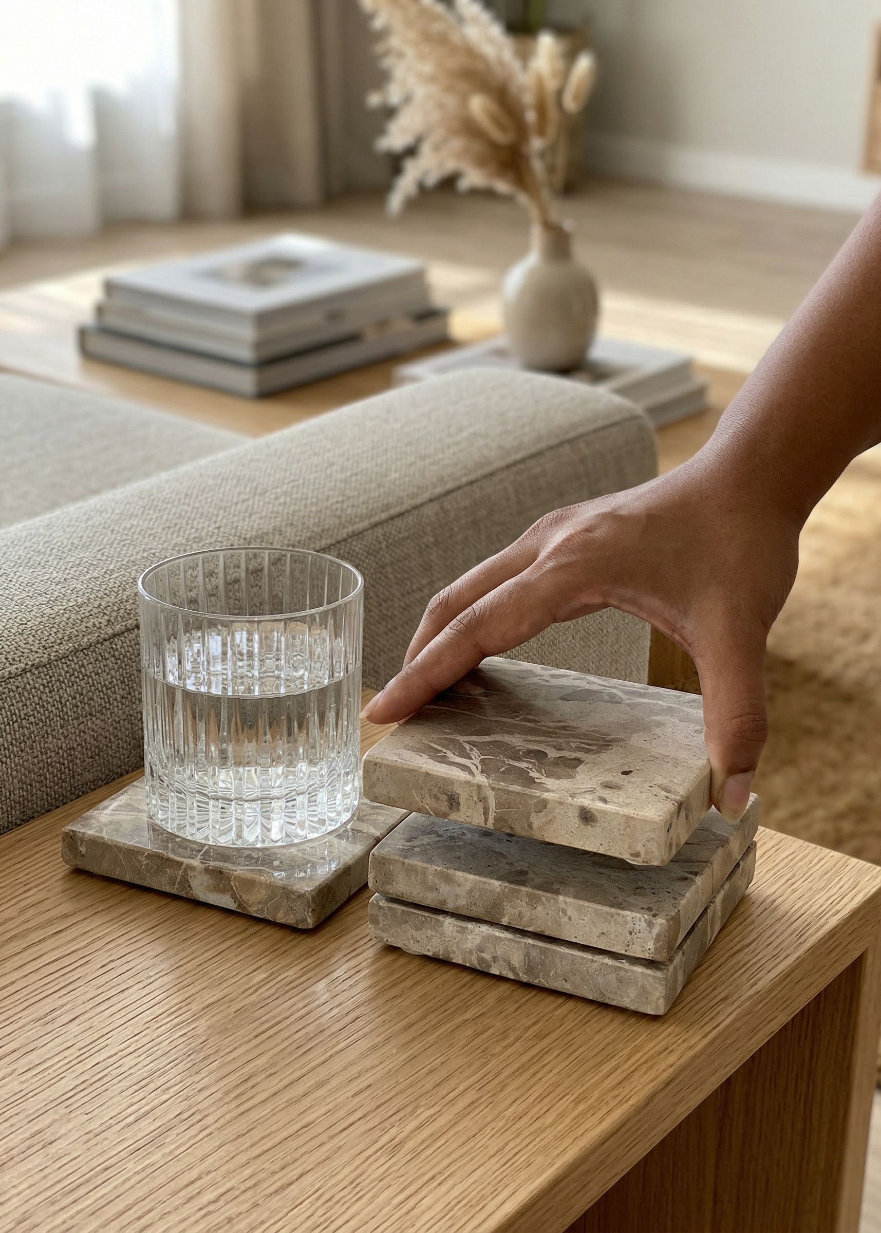 Capri Marble Coasters - Beige