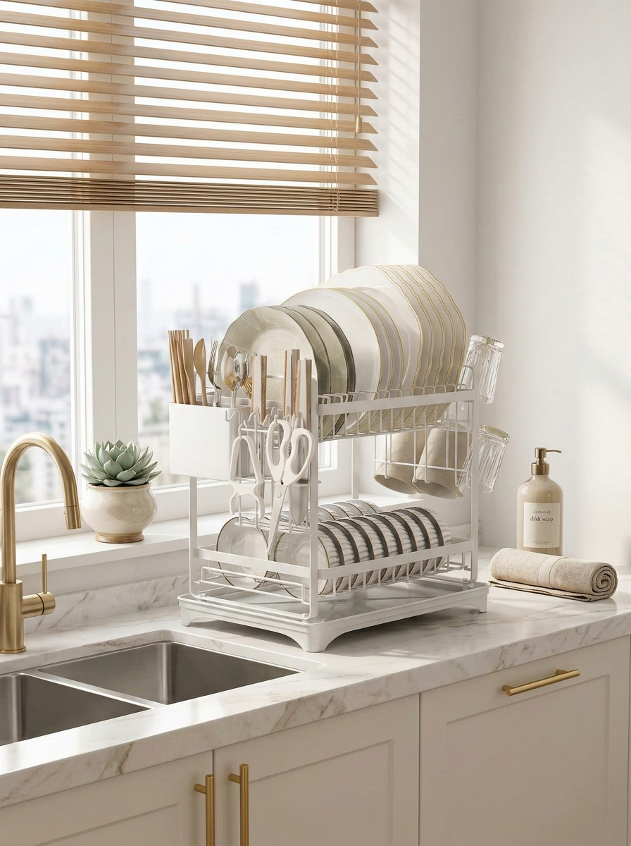 Dish Rack Two Layer - White