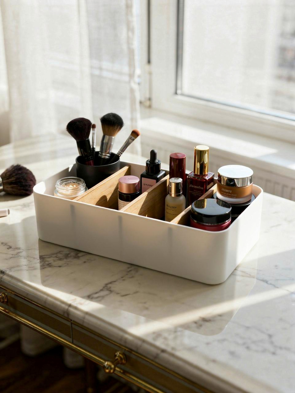 Multipurpose Drawer Organizer for Makeup & Socks - White