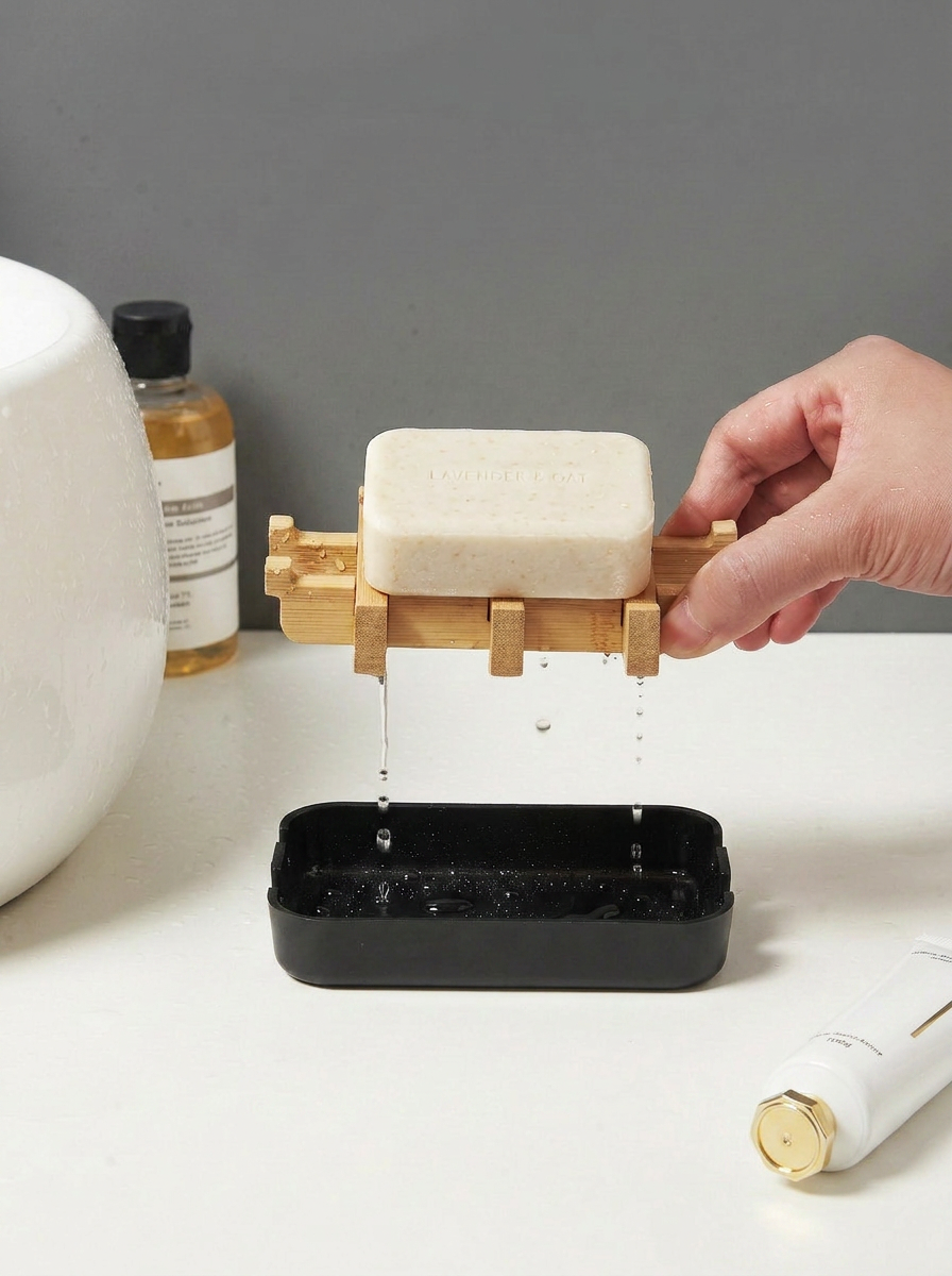Soap Holder with Drain Tray - Black