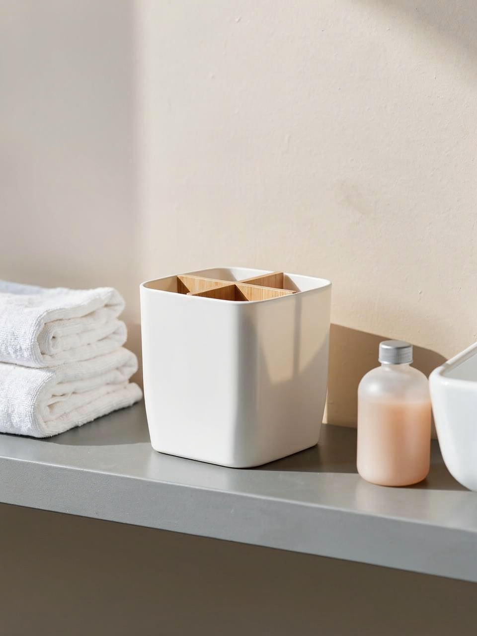 Toothbrush & Toothpaste Storage Caddy - White