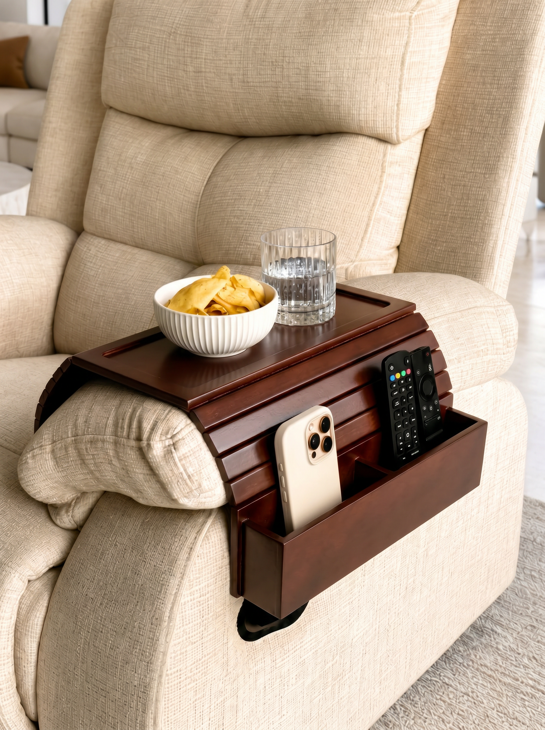 Multipurpose Sofa Armrest - Walnut